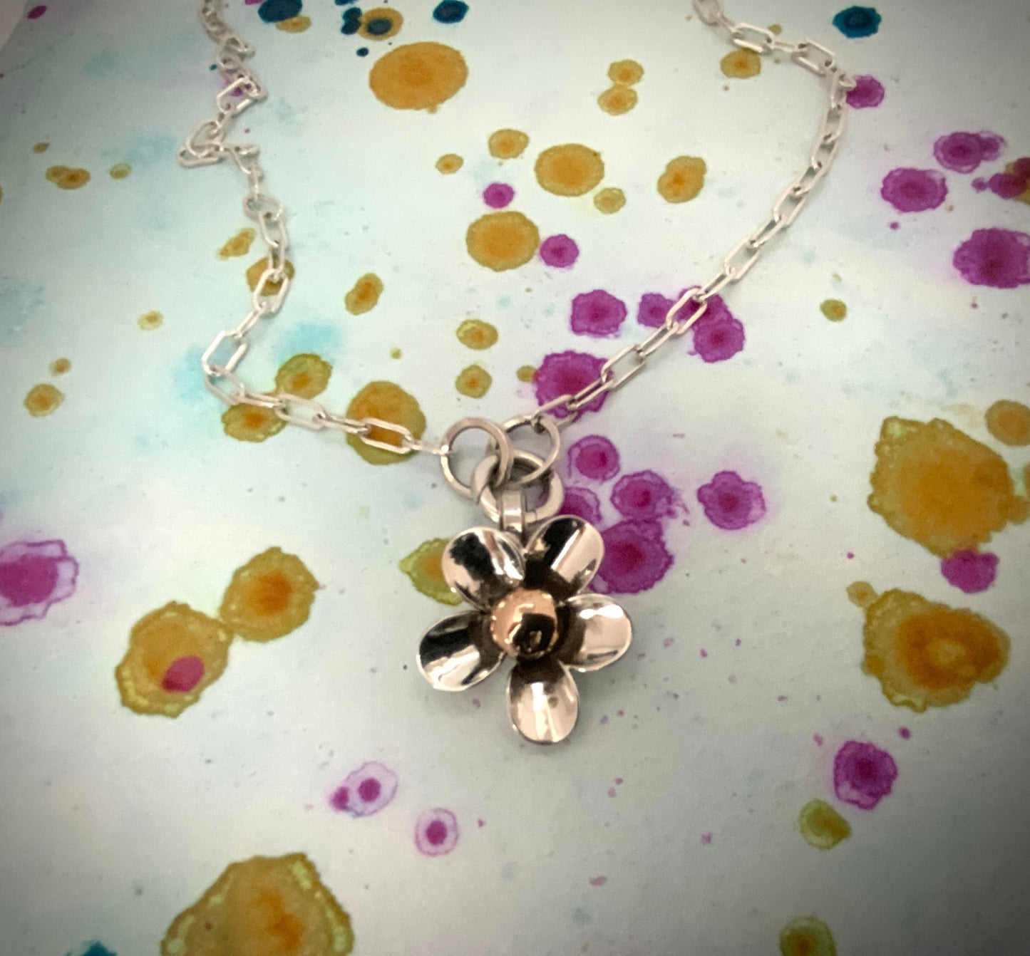 Silver and Bronze Mixed Metal Necklace - Evitts Creek Arts