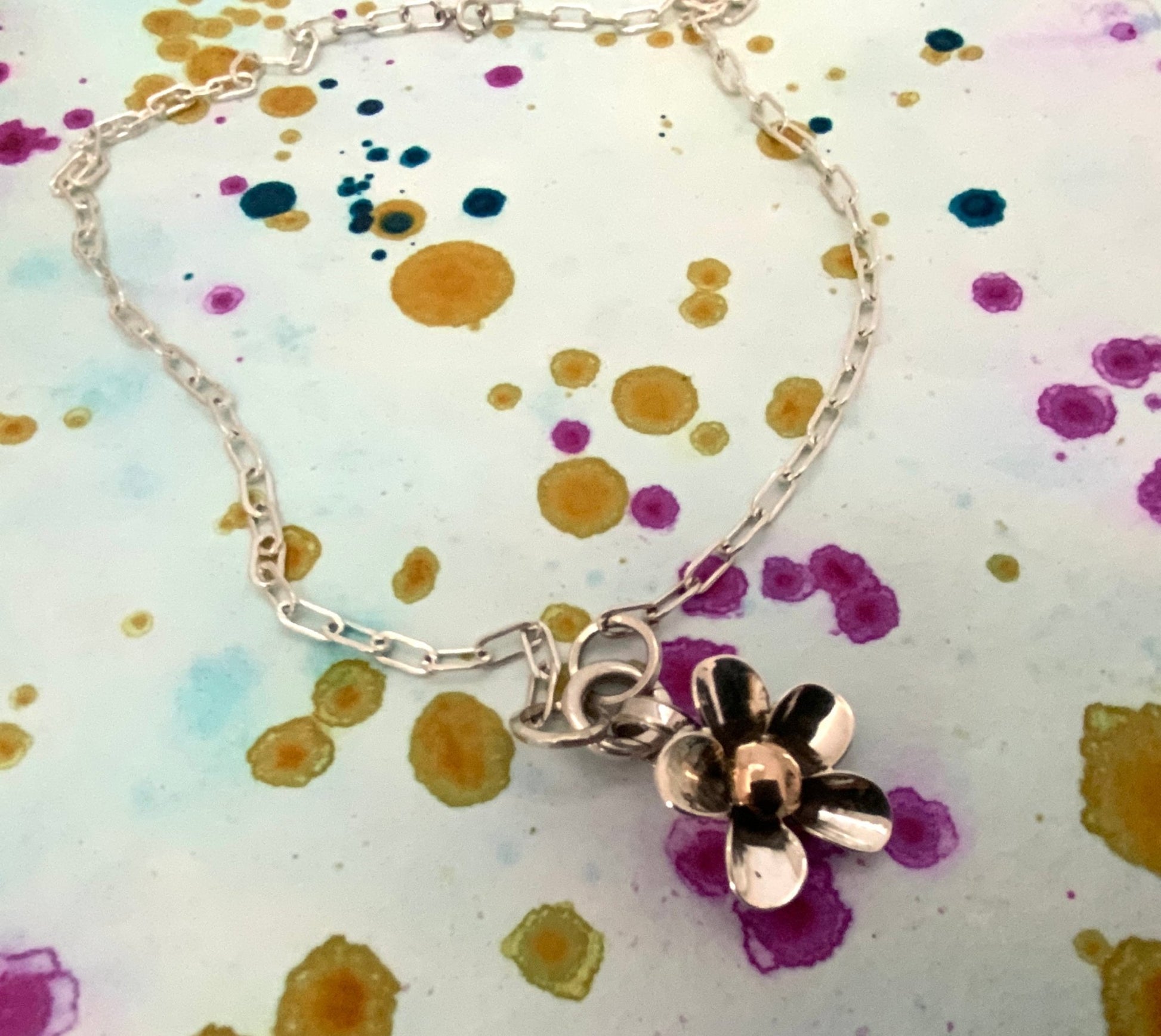 Silver and Bronze Mixed Metal Necklace - Evitts Creek Arts