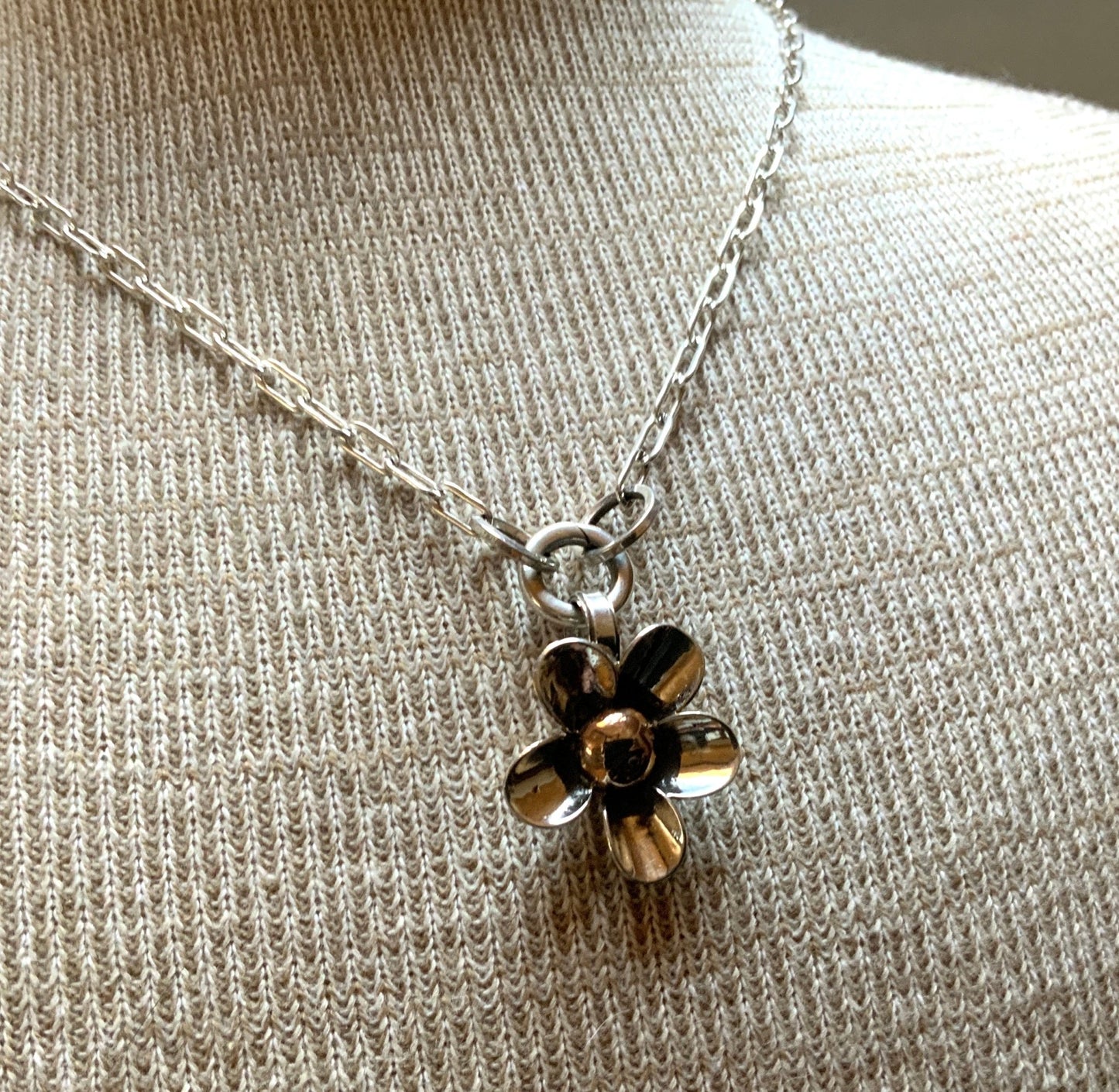 Silver and Bronze Mixed Metal Necklace - Evitts Creek Arts