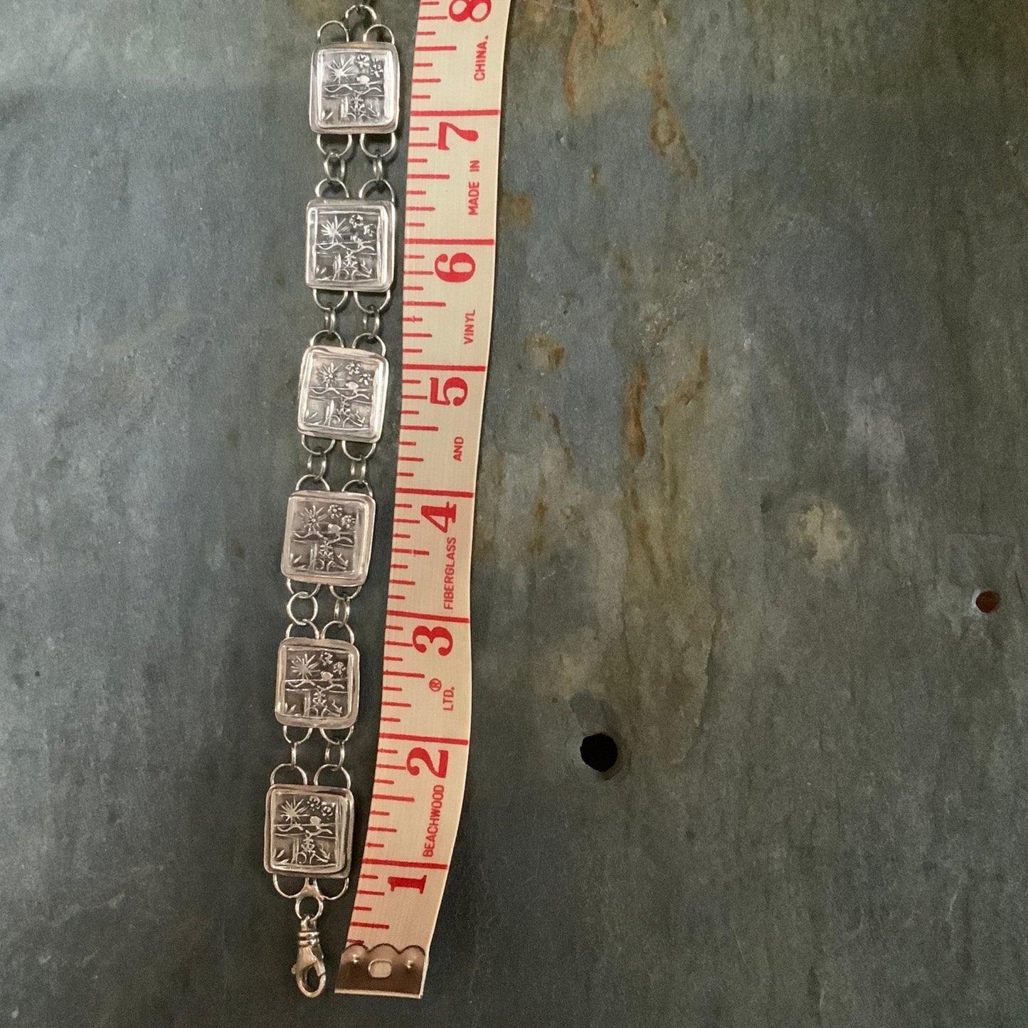 Sterling Silver Bracelet Embossed Artisan Handmade - Evitts Creek Arts