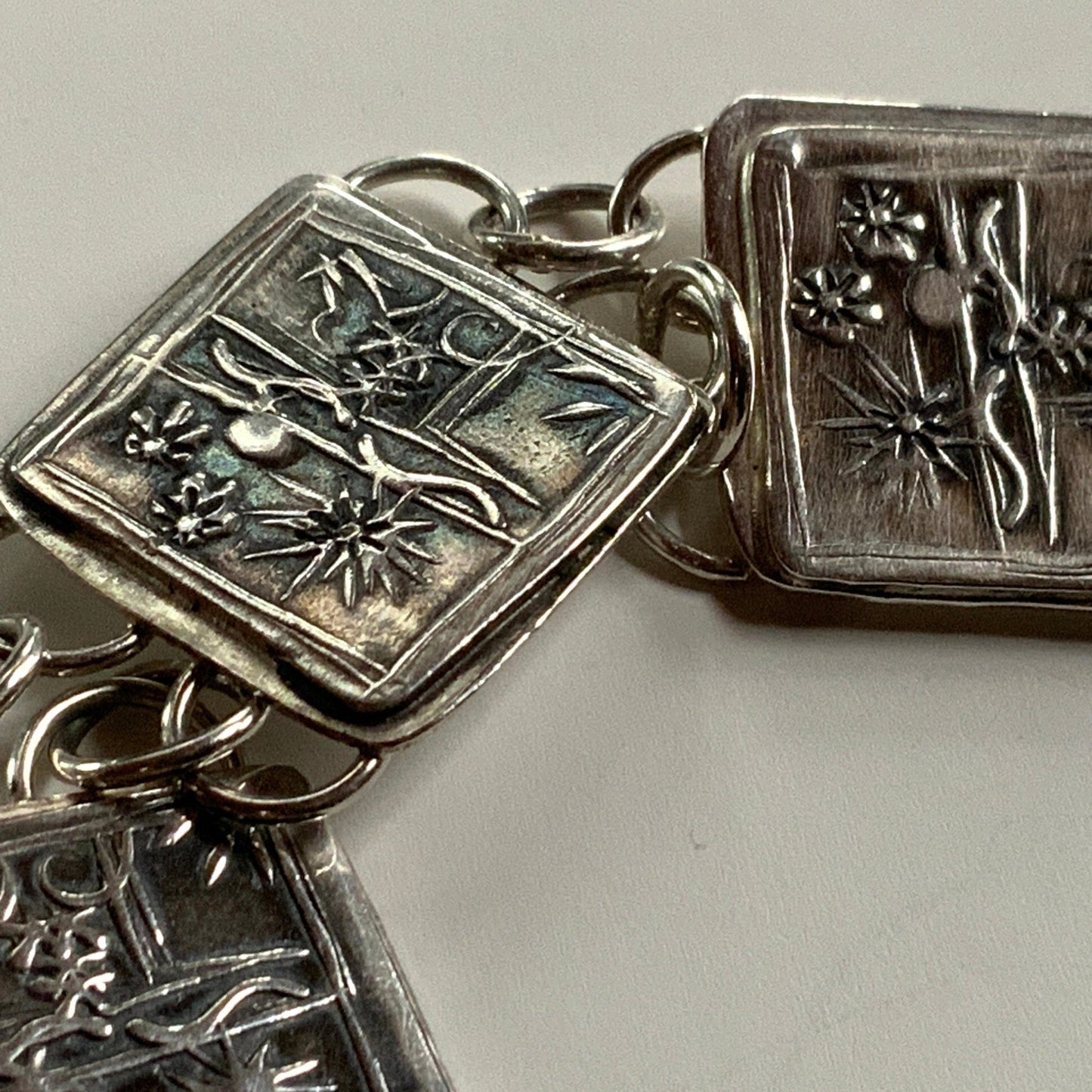 Sterling Silver Bracelet Embossed Artisan Handmade - Evitts Creek Arts