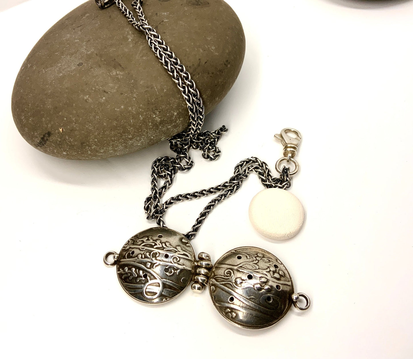 Handmade Sterling Silver Aromatherapy Essential Oil Locket Necklace - Evitts Creek Arts