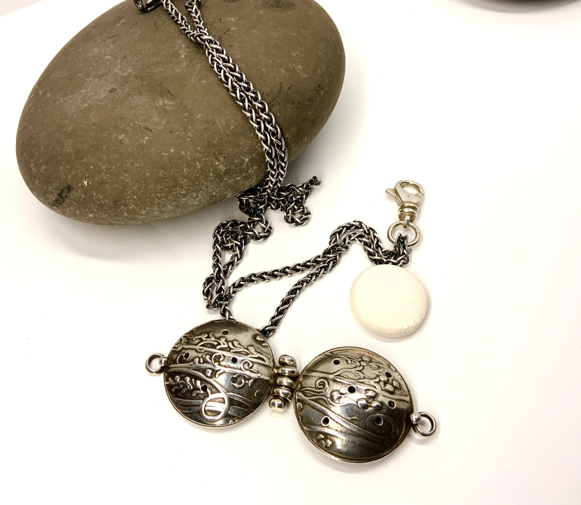 Handmade Sterling Silver Aromatherapy Essential Oil Locket Necklace - Evitts Creek Arts
