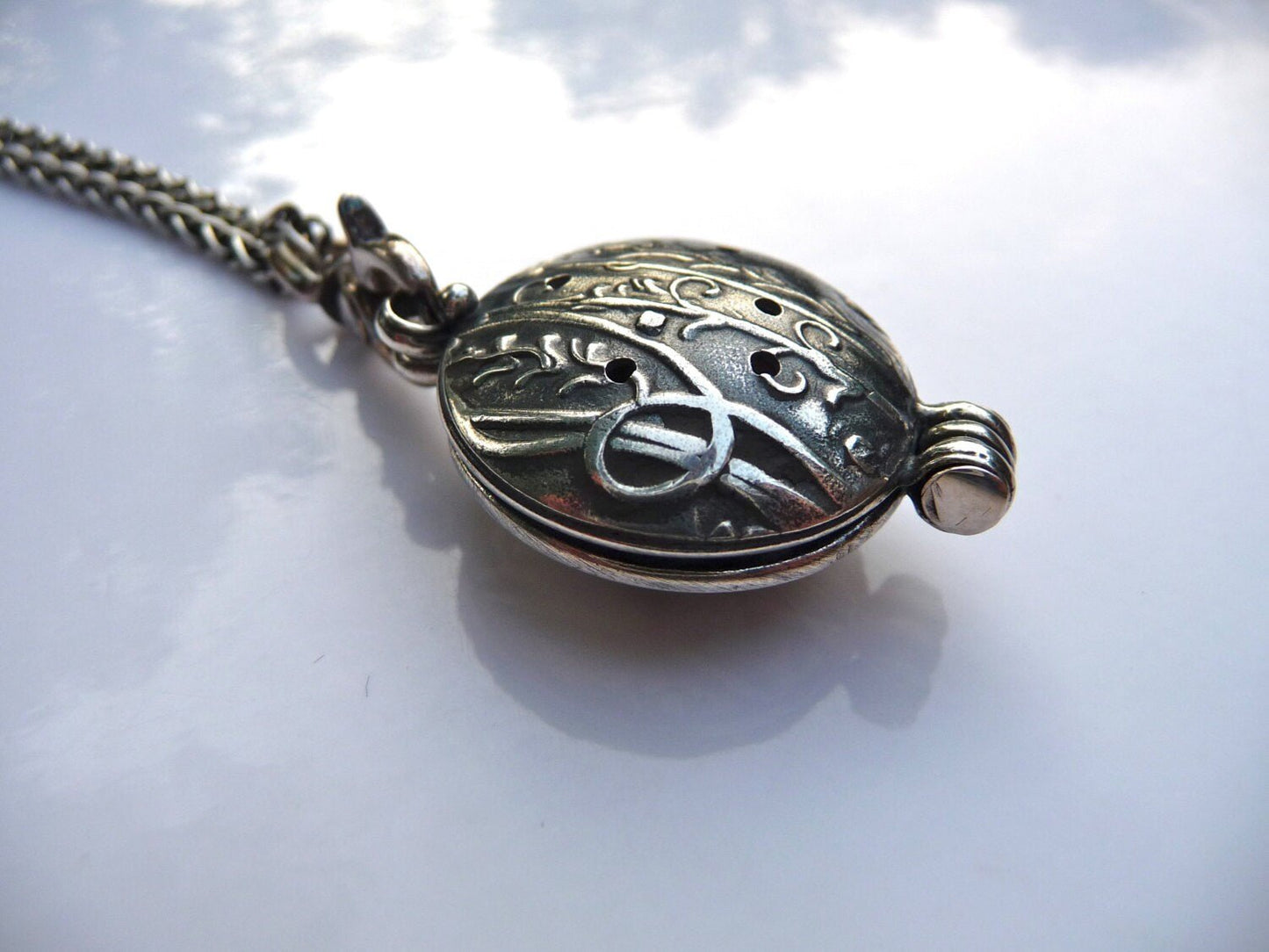 Handmade Sterling Silver Aromatherapy Essential Oil Locket Necklace - Evitts Creek Arts