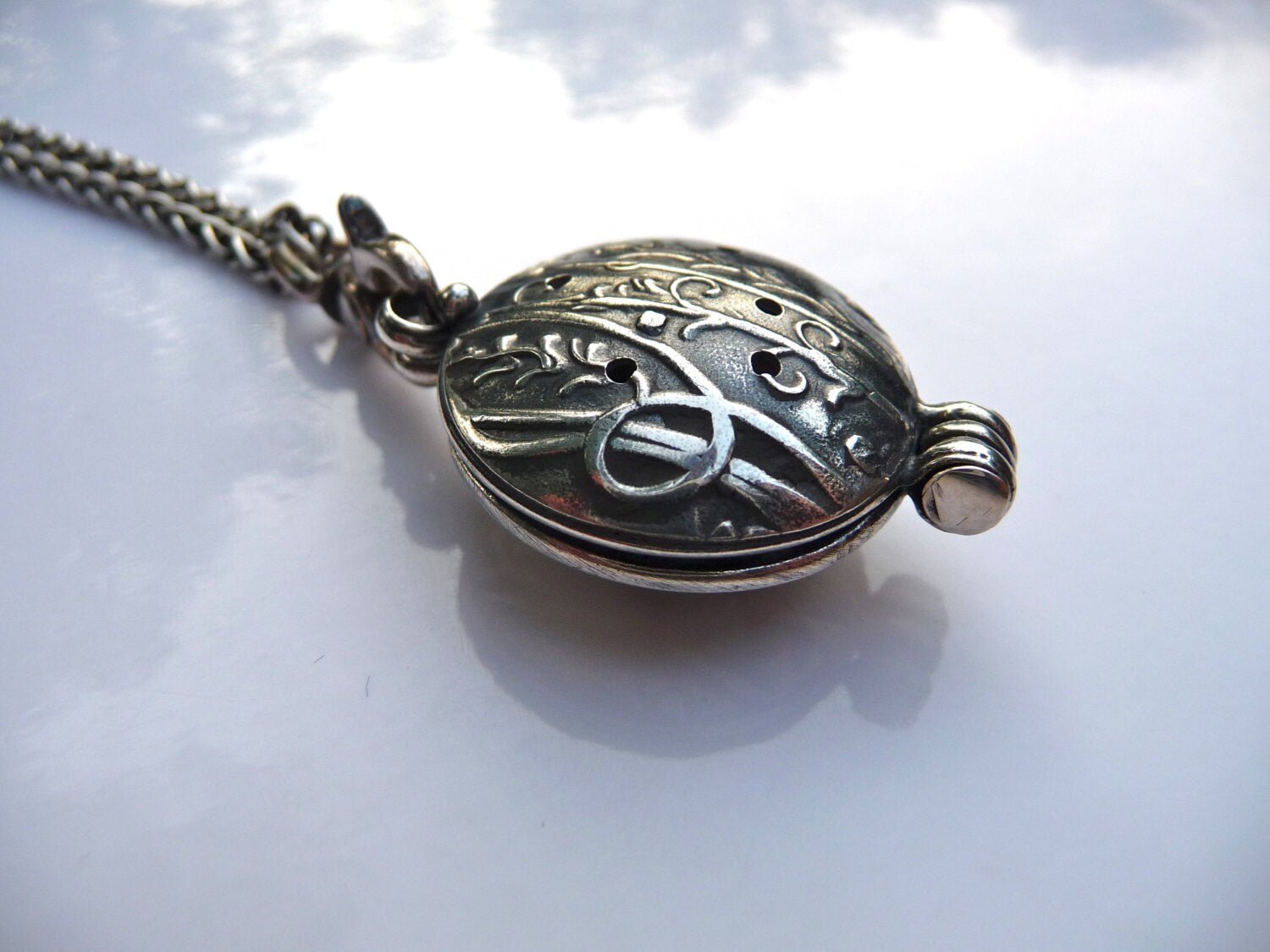 Handmade Sterling Silver Aromatherapy Essential Oil Locket Necklace - Evitts Creek Arts