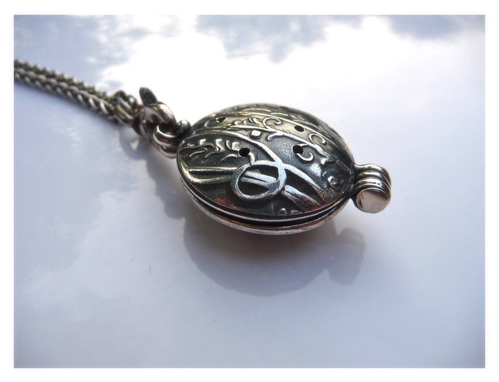 Handmade Sterling Silver Aromatherapy Essential Oil Locket Necklace - Evitts Creek Arts