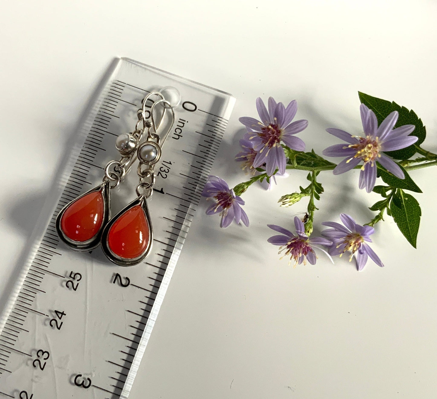 Carnelian and Pearl Secret Garden Earrings - Evitts Creek Arts