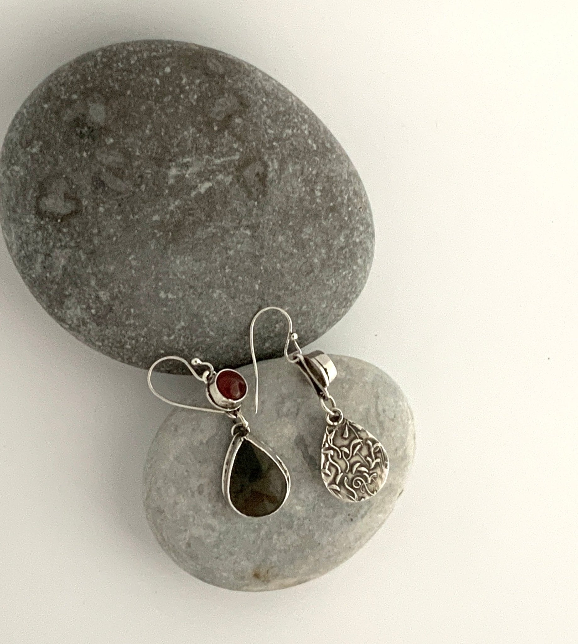 Jasper and Carnelian Teardrop Earrings - Evitts Creek Arts