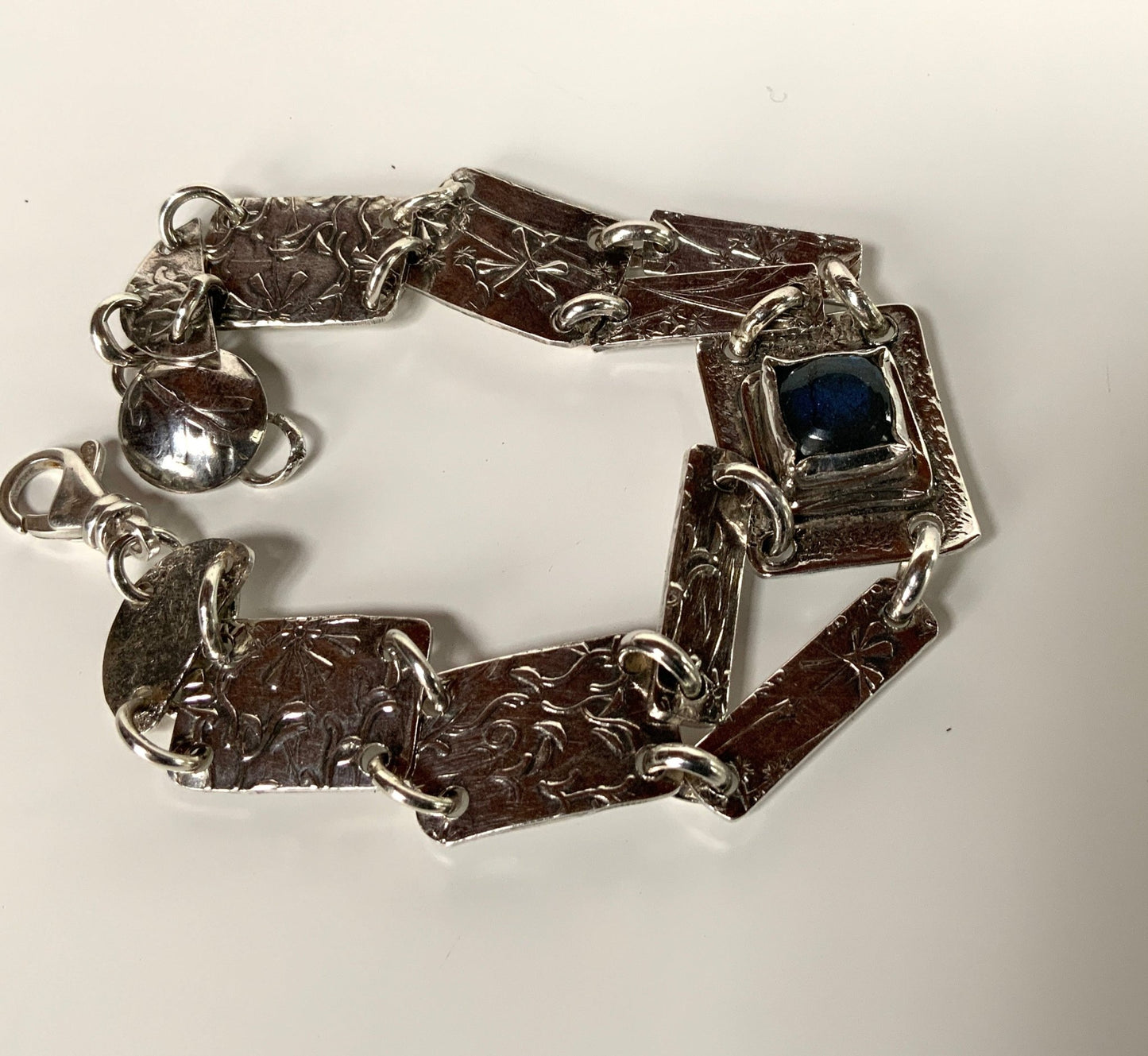 Labradorite Link Sterling Bracelet - Evitts Creek Arts
