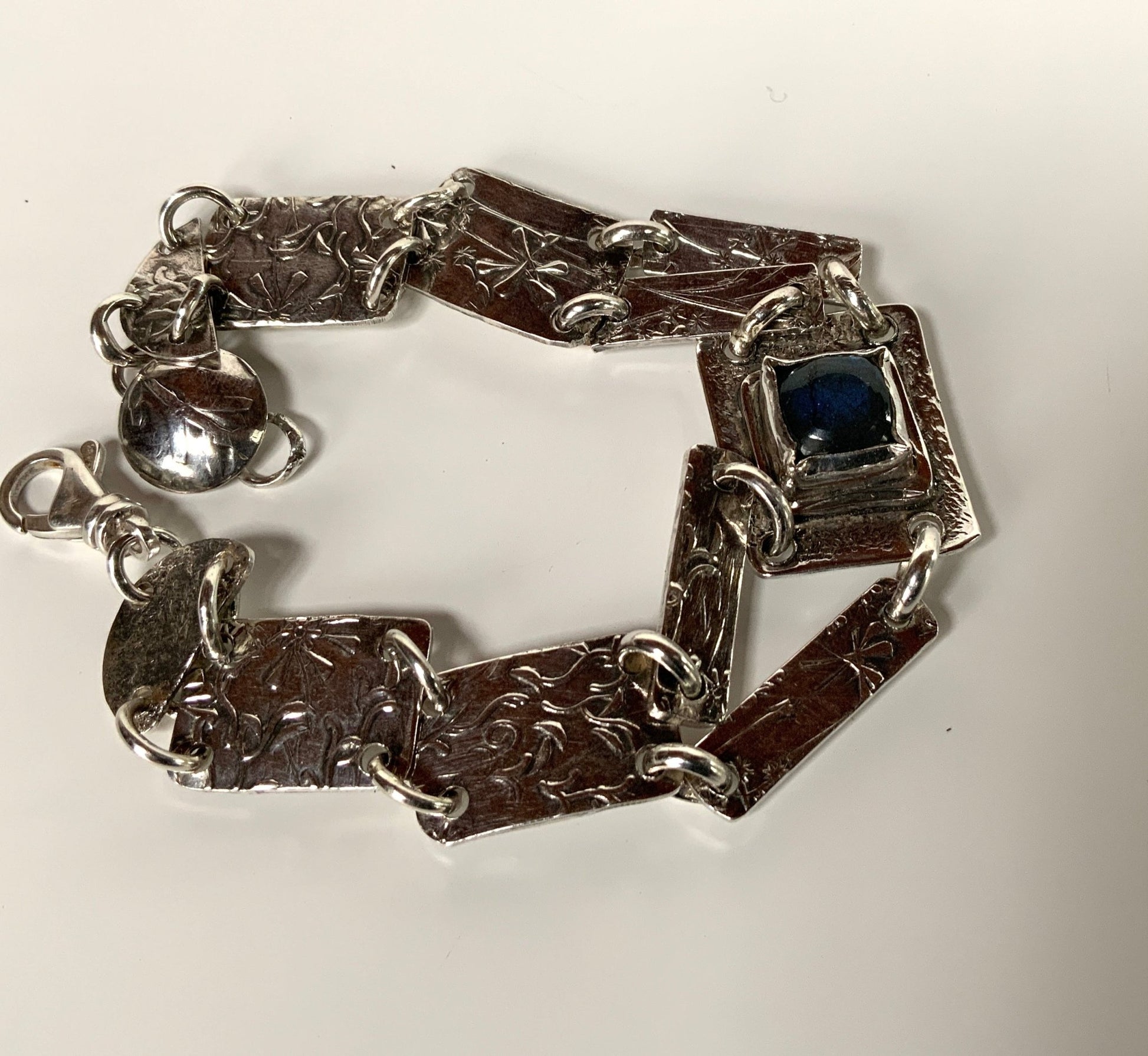 Labradorite Link Sterling Bracelet - Evitts Creek Arts