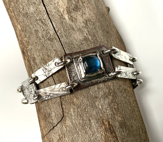 Labradorite Link Sterling Bracelet - Evitts Creek Arts
