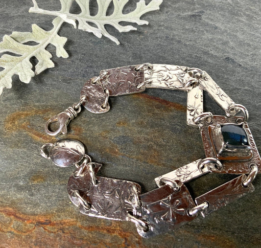 Labradorite Link Sterling Bracelet - Evitts Creek Arts