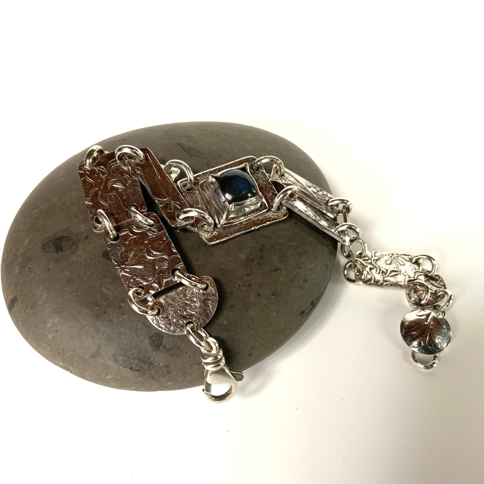 Labradorite Link Sterling Bracelet - Evitts Creek Arts