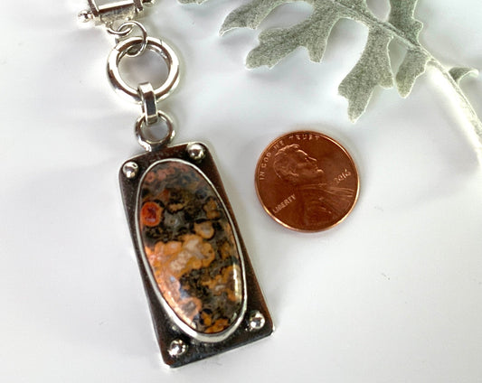 Leopard Skin Jasper Statement Pendant and Chain - Evitts Creek Arts