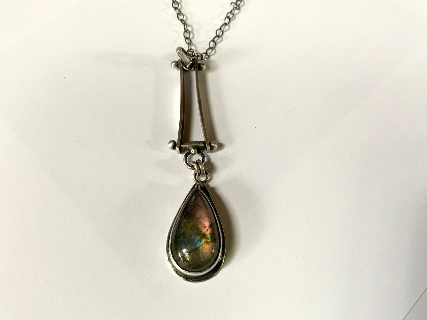 Mysterious Waters Labradorite Pendant on a 24” Sterling Silver Chain. - Evitts Creek Arts