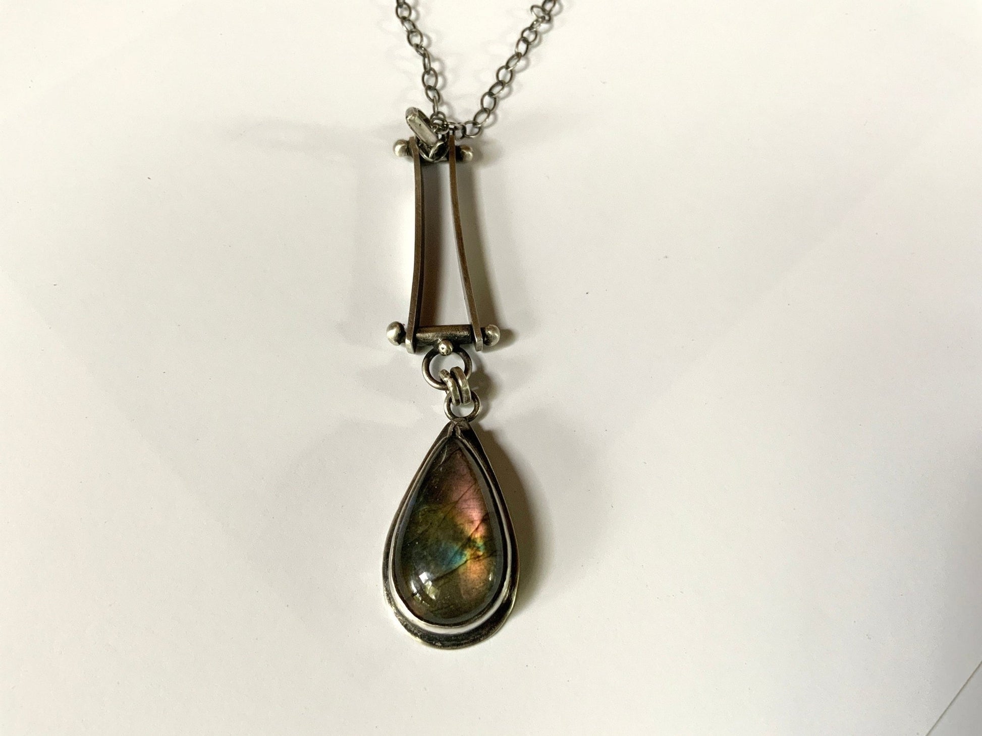 Mysterious Waters Labradorite Pendant on a 24” Sterling Silver Chain. - Evitts Creek Arts