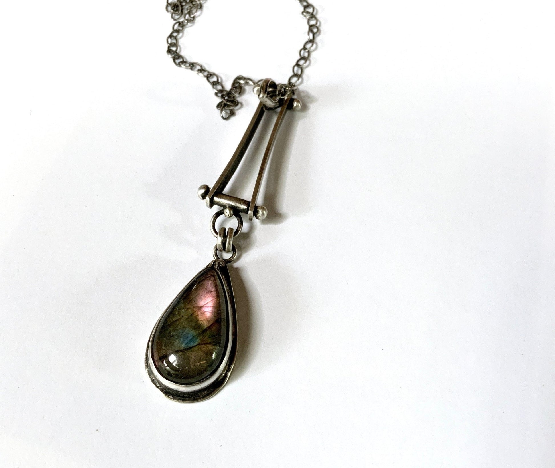Mysterious Waters Labradorite Pendant on a 24” Sterling Silver Chain. - Evitts Creek Arts