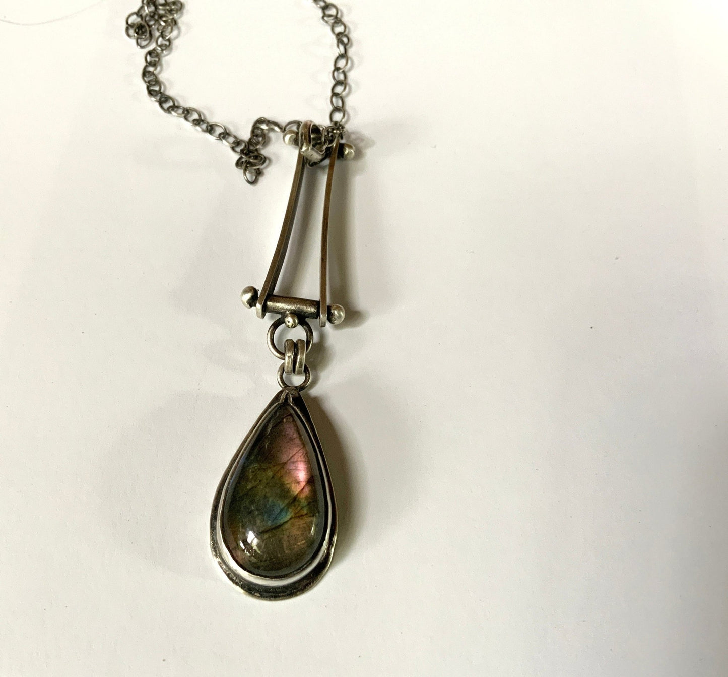 Mysterious Waters Labradorite Pendant on a 24” Sterling Silver Chain. - Evitts Creek Arts