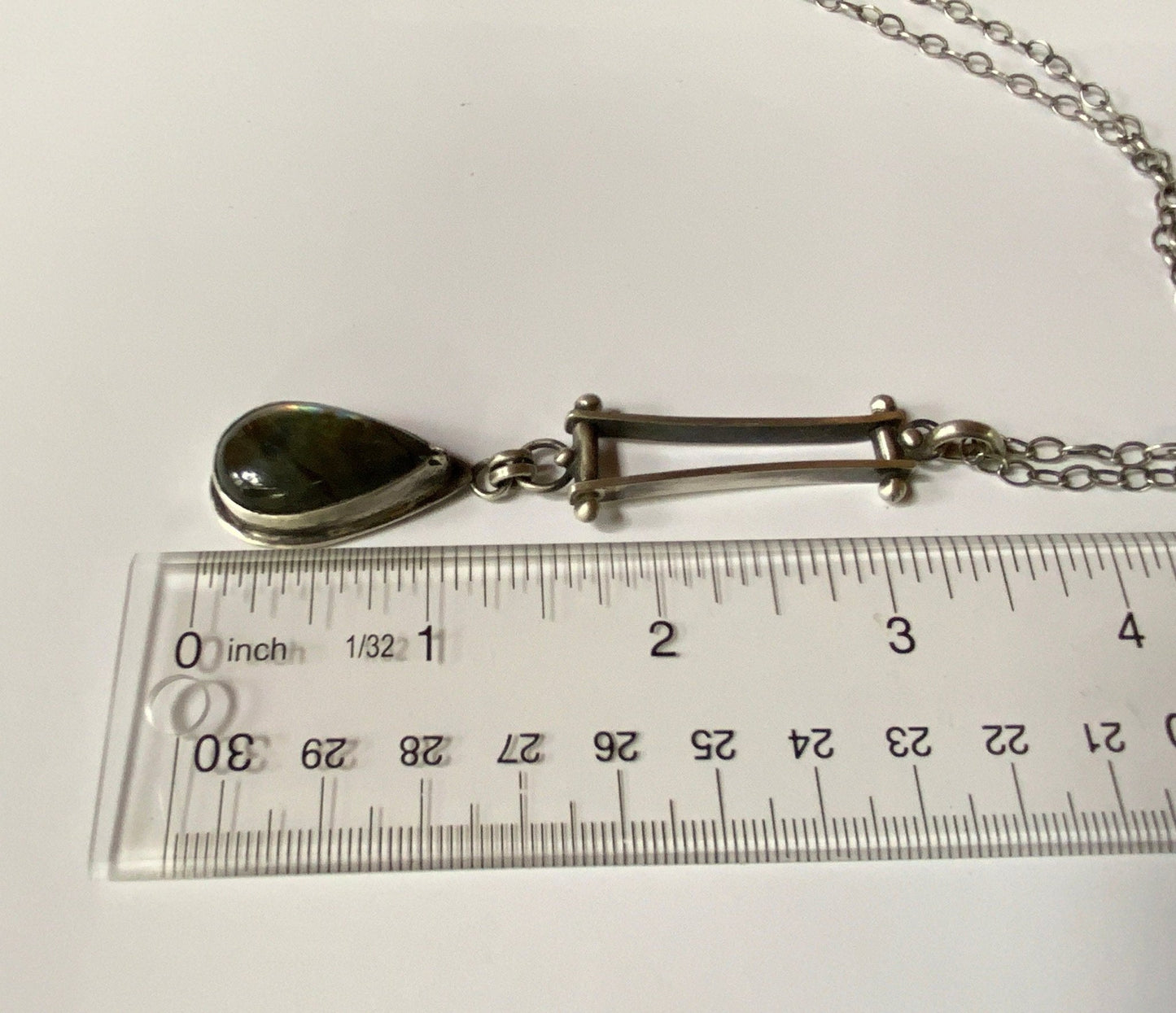 Mysterious Waters Labradorite Pendant on a 24” Sterling Silver Chain. - Evitts Creek Arts