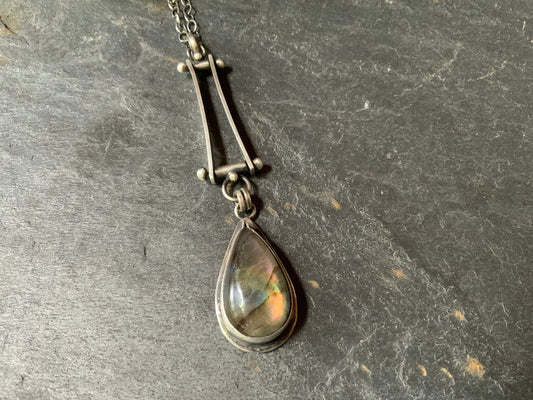 Mysterious Waters Labradorite Pendant on a 24” Sterling Silver Chain. - Evitts Creek Arts