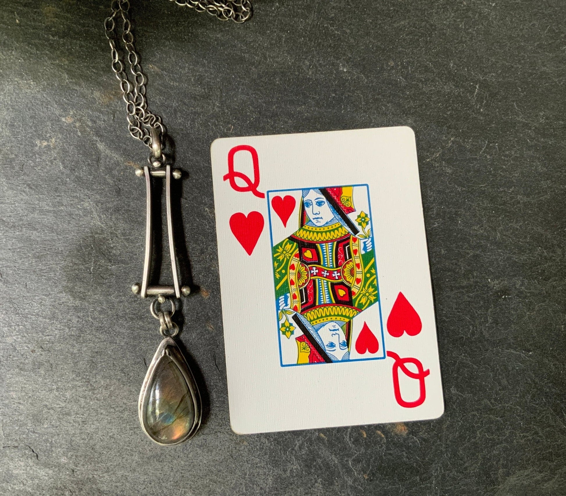 Mysterious Waters Labradorite Pendant on a 24” Sterling Silver Chain. - Evitts Creek Arts