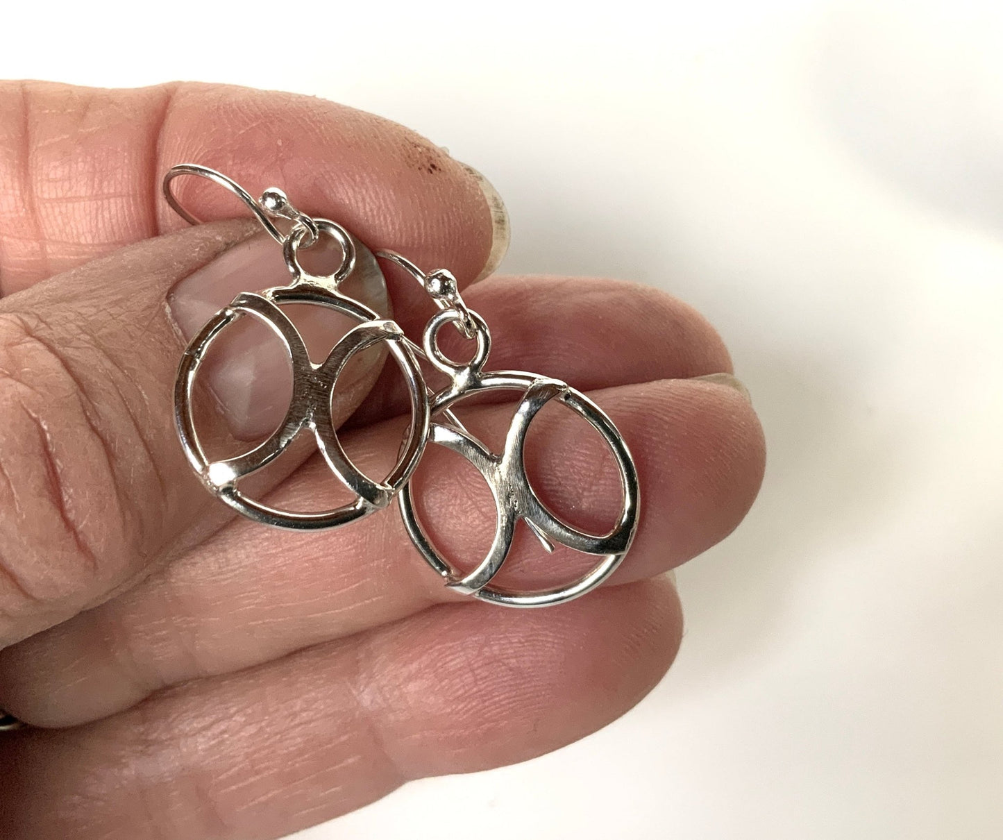 Small Circle Design Silver Earrings - Evitts Creek Arts