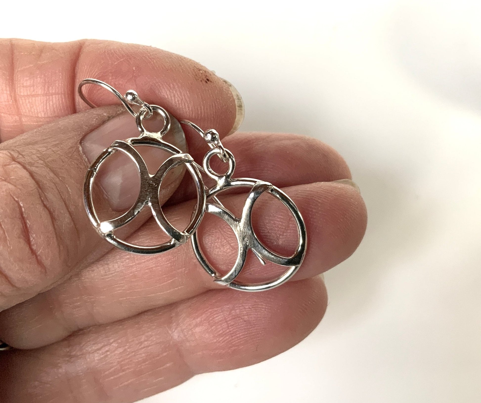 Small Circle Design Silver Earrings - Evitts Creek Arts