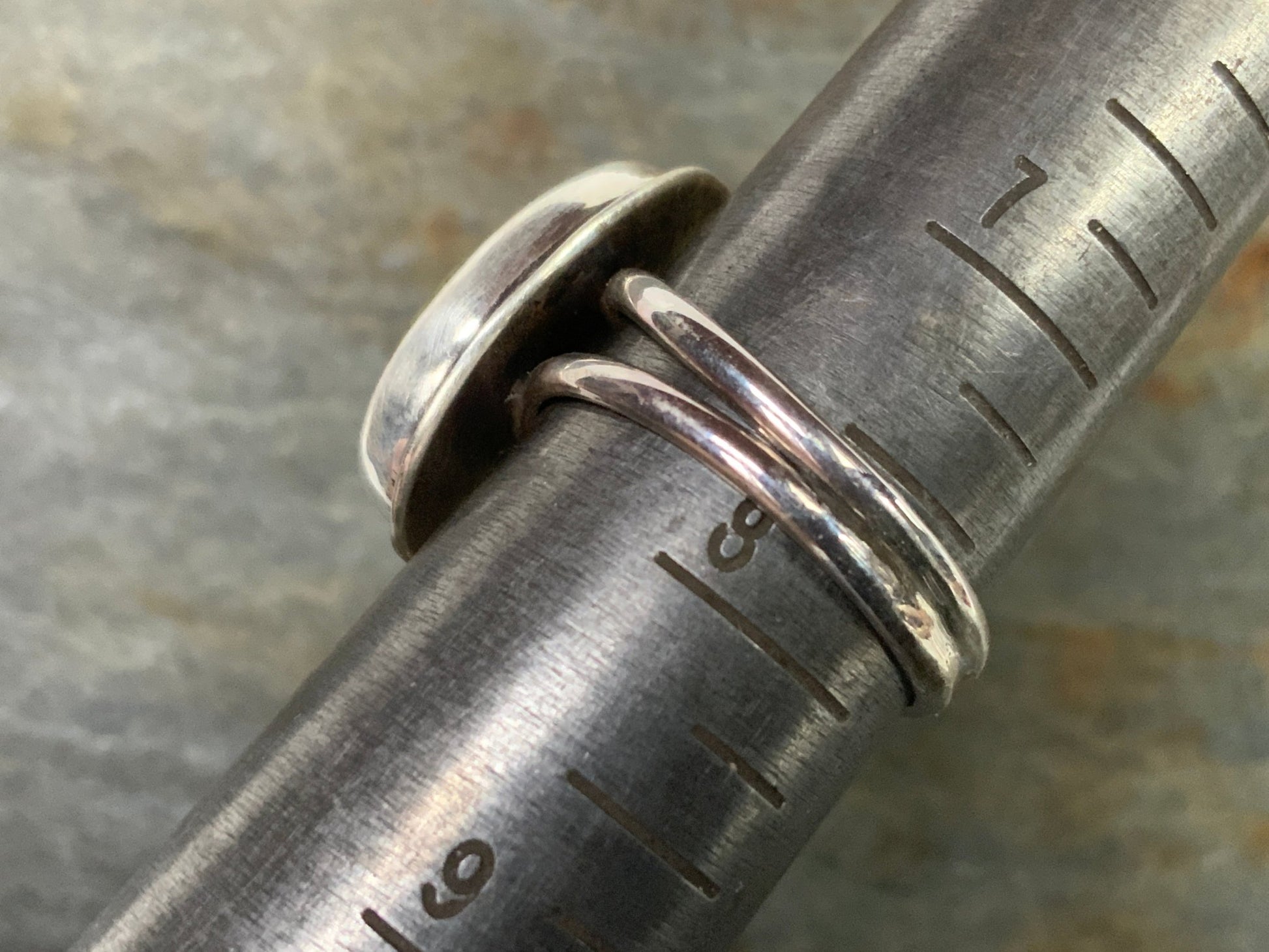 Sterling Silver Rainbow Calsilica Sz 8.5 Ring - Evitts Creek Arts
