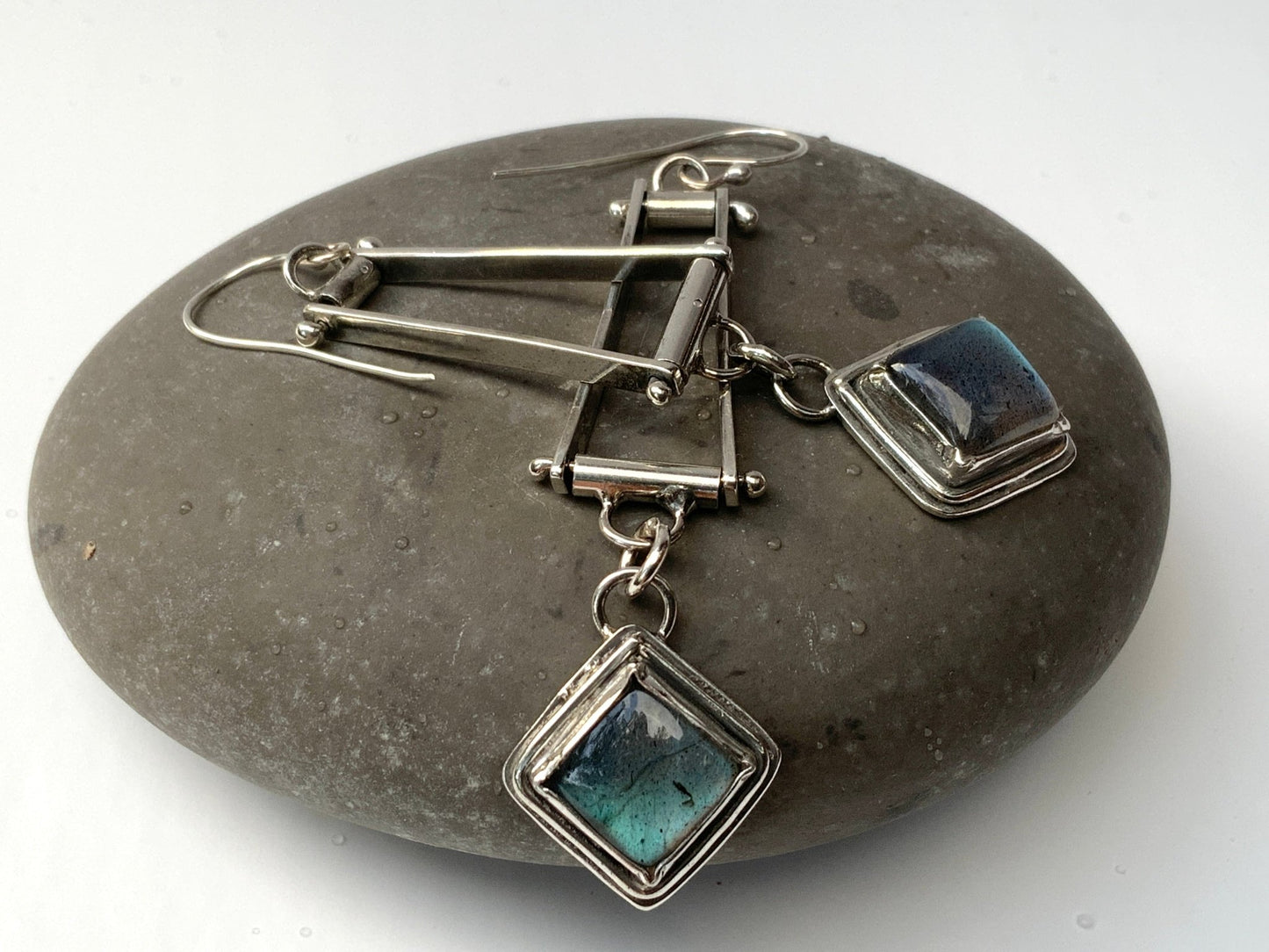 Trapeze Labradorite Long Earrings - Evitts Creek Arts