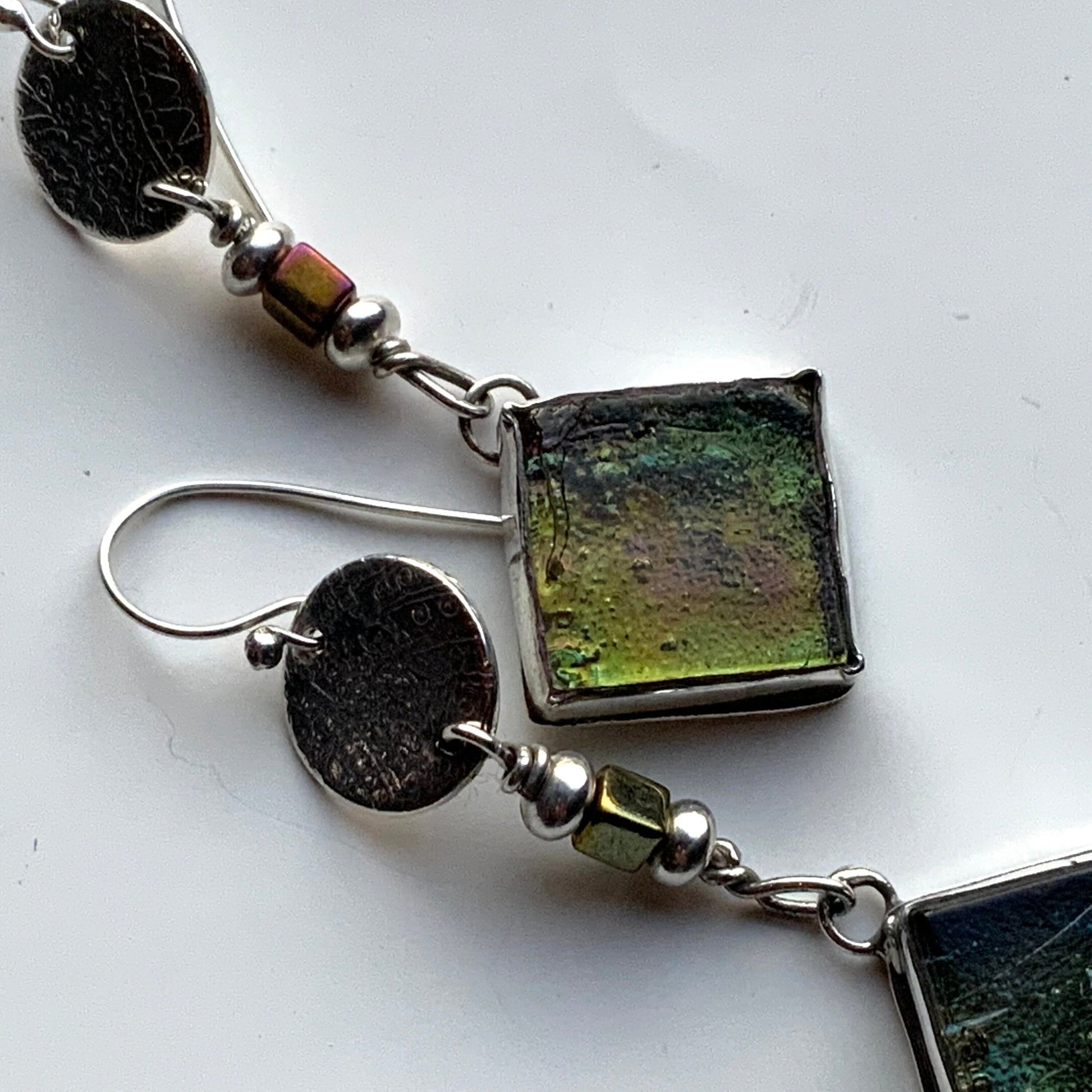 Vintage Glass Tile Earrings - Evitts Creek Arts