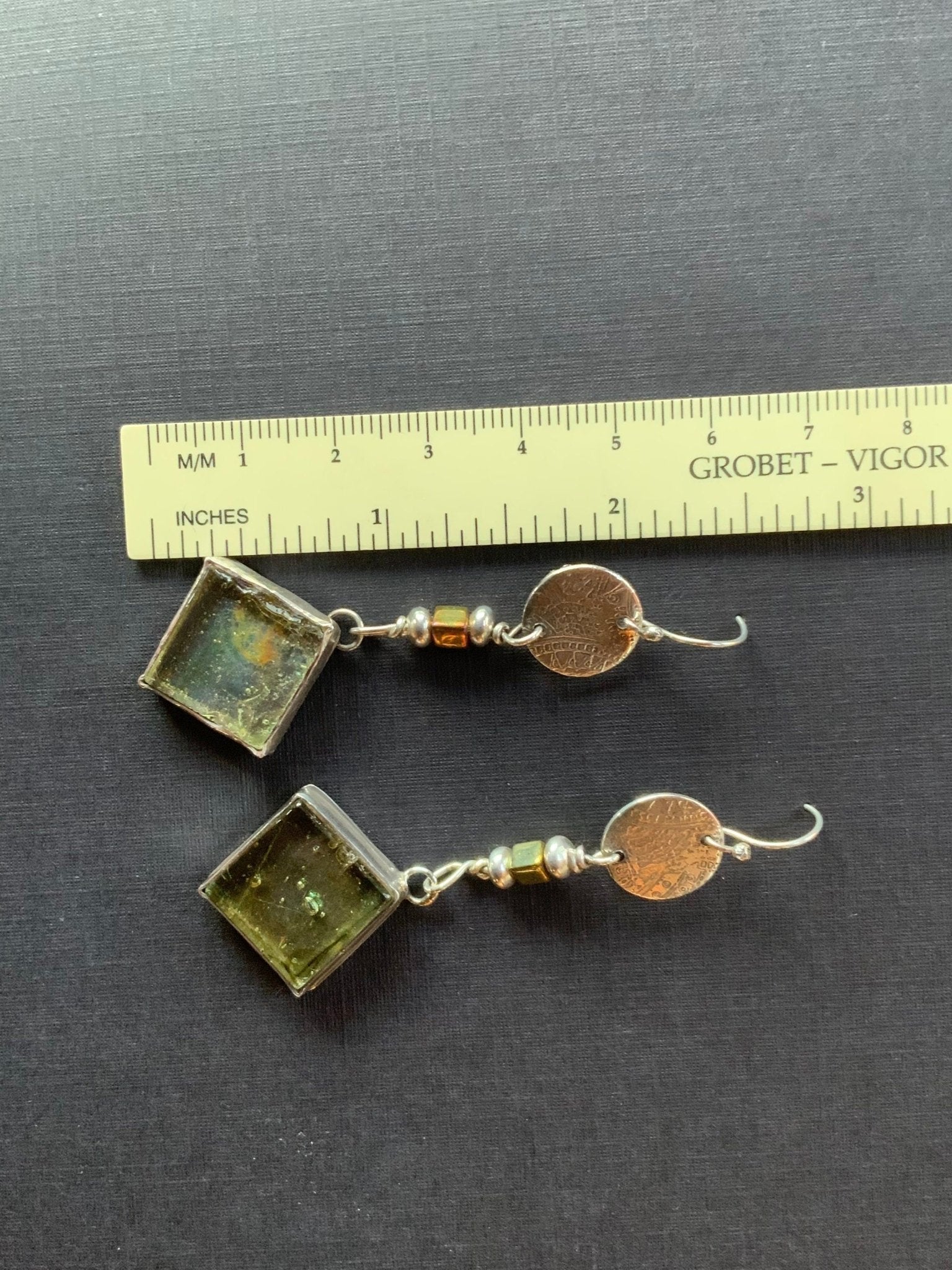 Vintage Glass Tile Earrings - Evitts Creek Arts