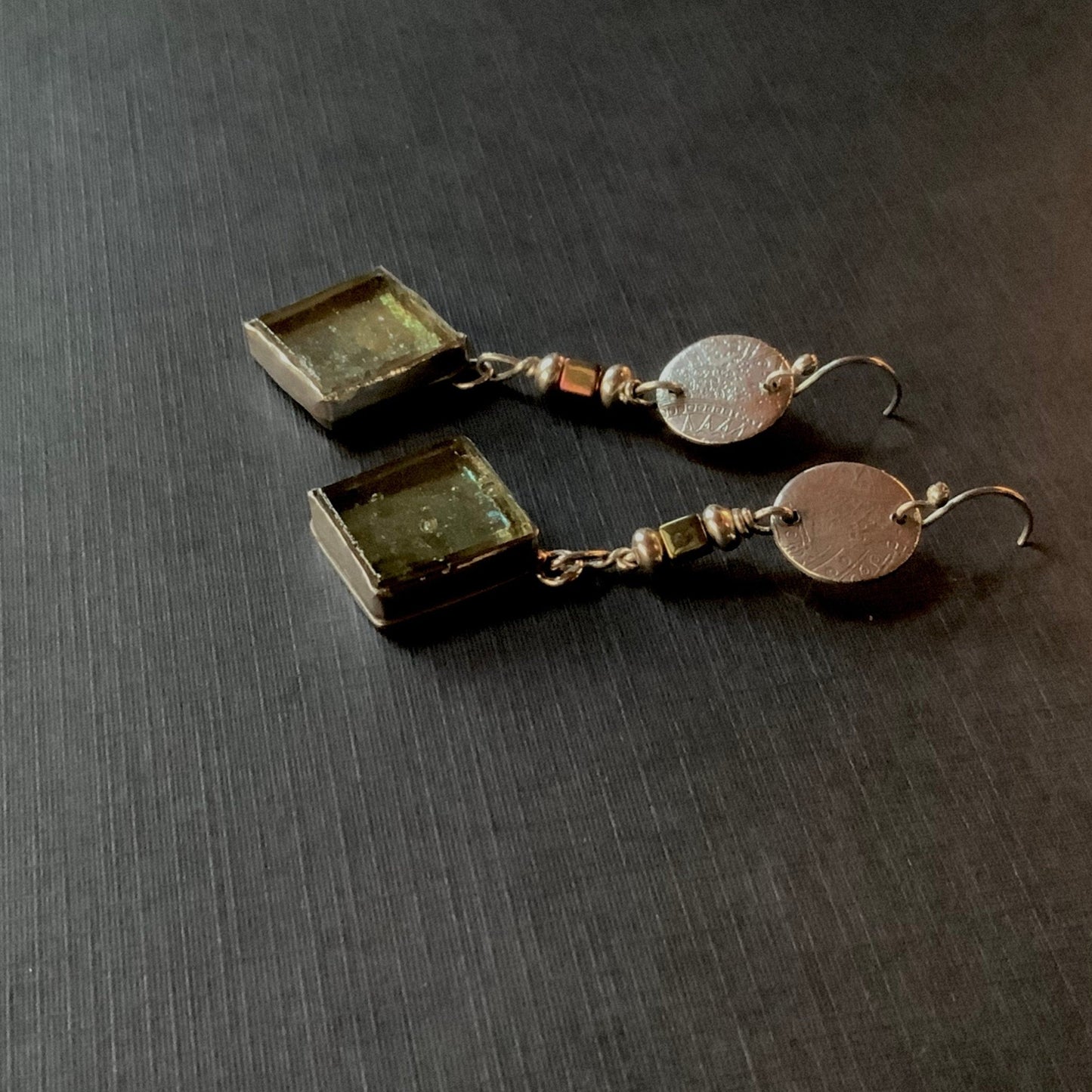 Vintage Glass Tile Earrings - Evitts Creek Arts