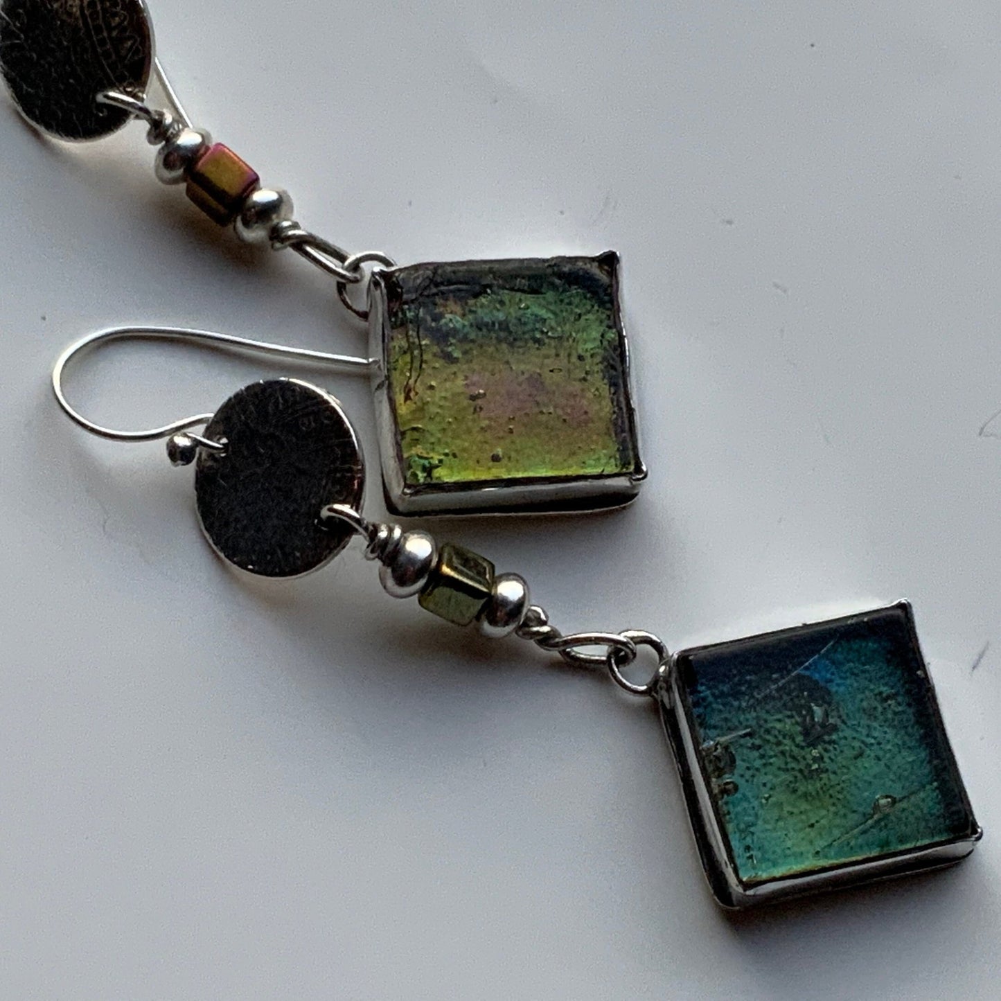 Vintage Glass Tile Earrings - Evitts Creek Arts