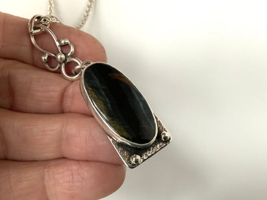 Vintage-inspired Pietersite Lavaliere Pendant - Evitts Creek Arts