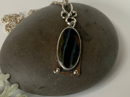 Vintage-inspired Pietersite Lavaliere Pendant - Evitts Creek Arts