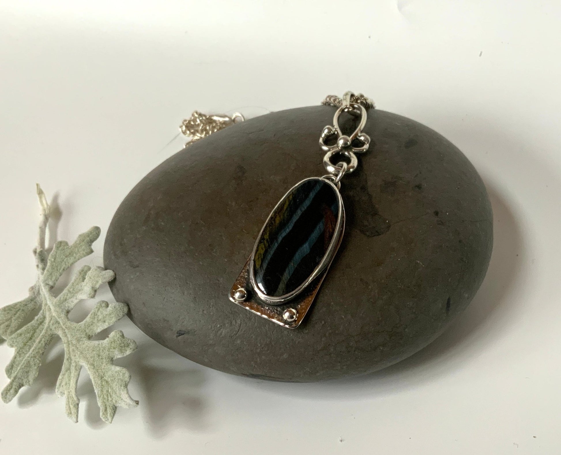 Vintage-inspired Pietersite Lavaliere Pendant - Evitts Creek Arts