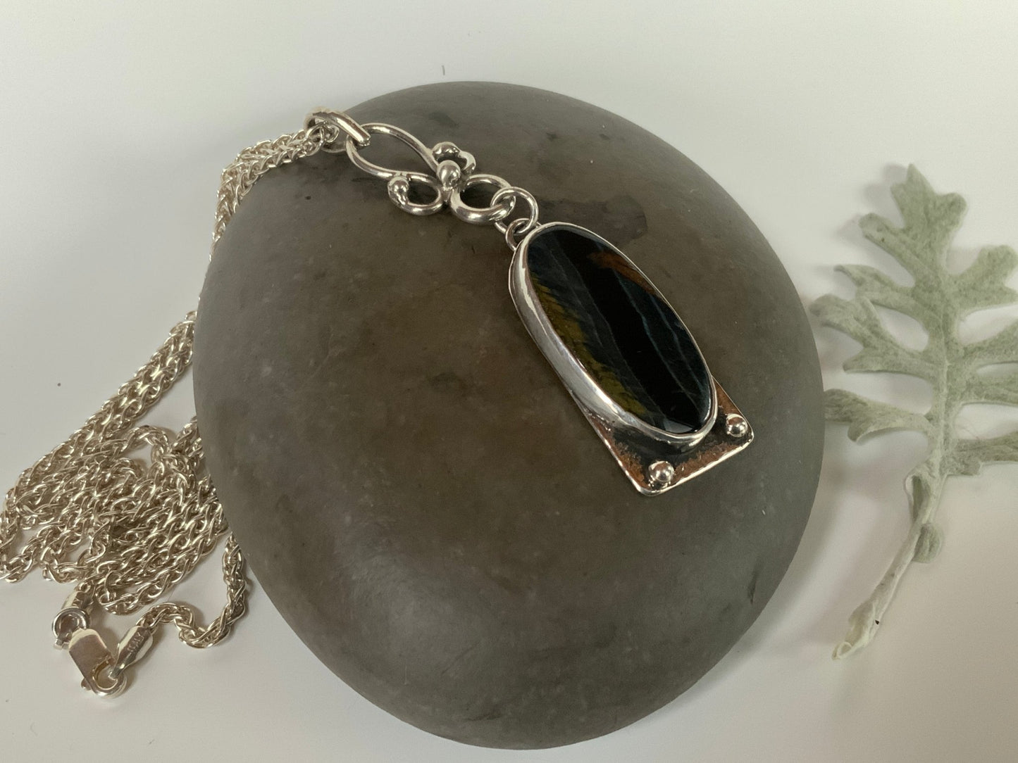 Vintage-inspired Pietersite Lavaliere Pendant - Evitts Creek Arts