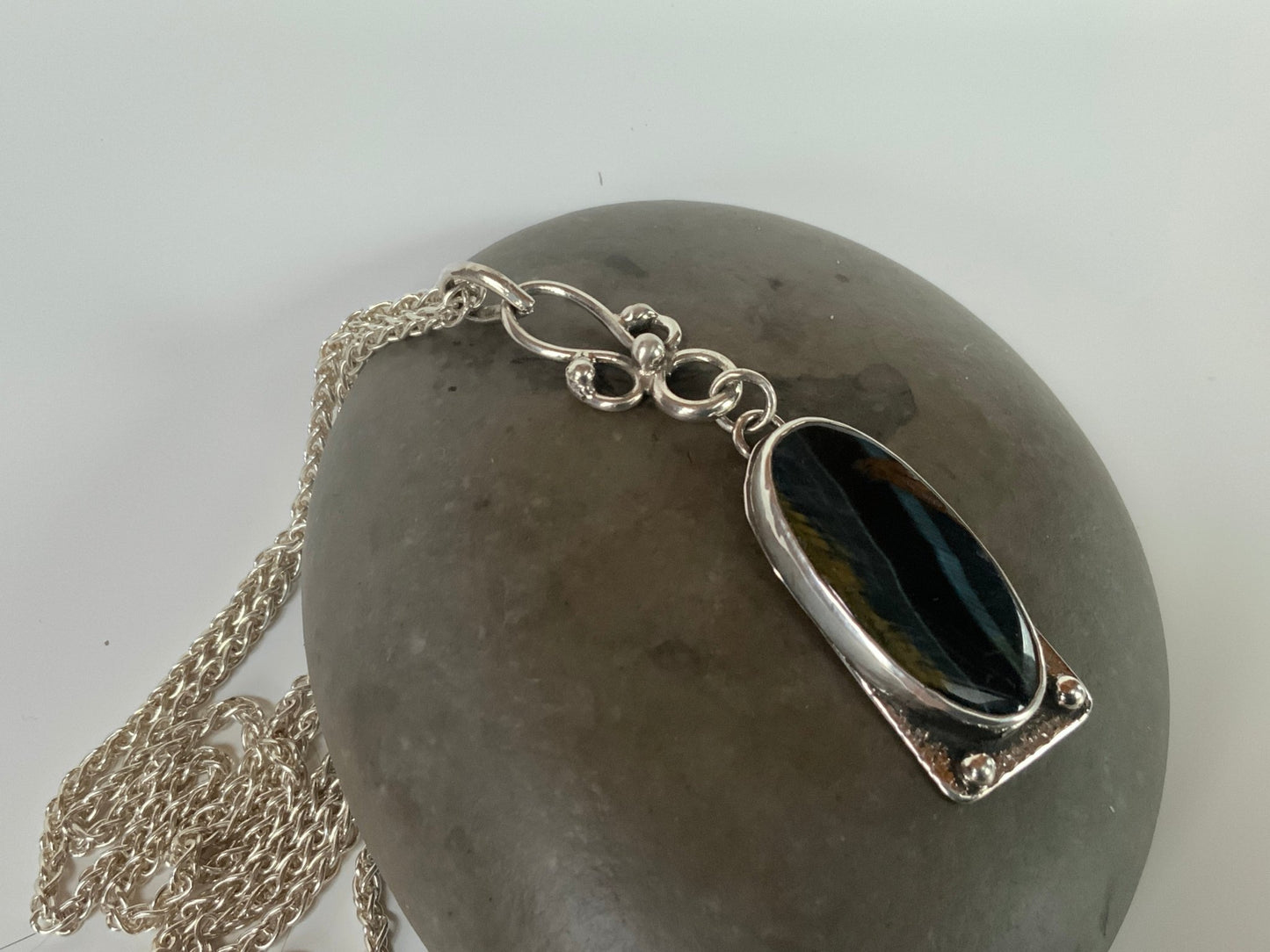 Vintage-inspired Pietersite Lavaliere Pendant - Evitts Creek Arts