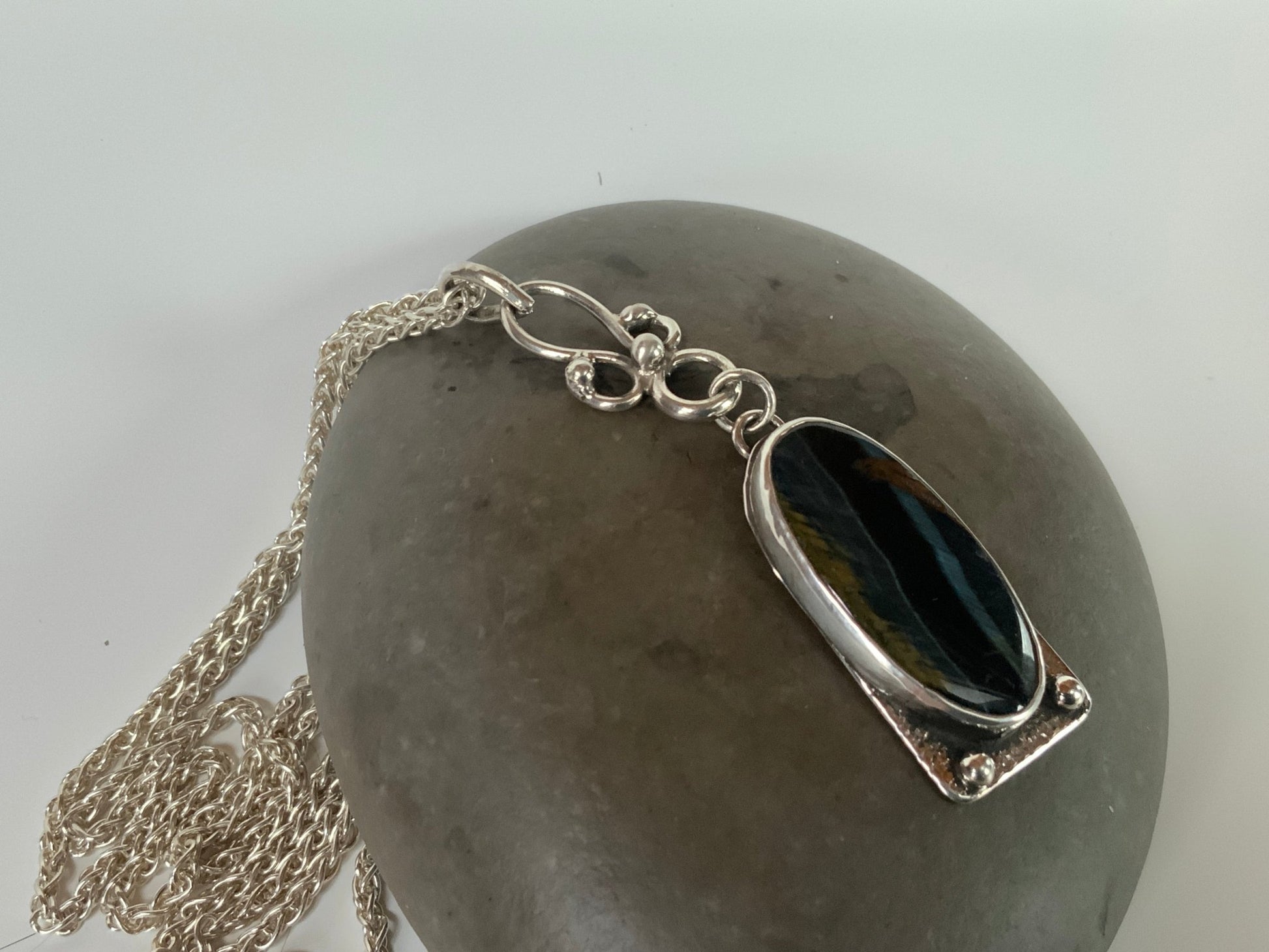 Vintage-inspired Pietersite Lavaliere Pendant - Evitts Creek Arts