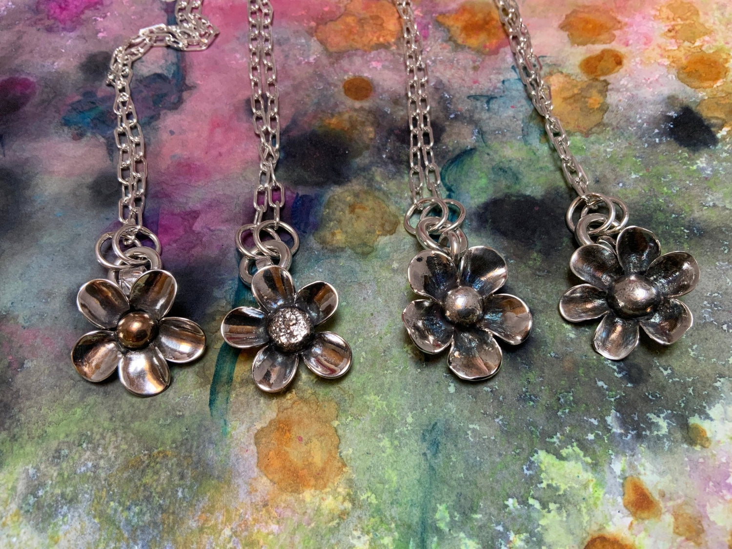 Abalone and Embossed Silver Earrings