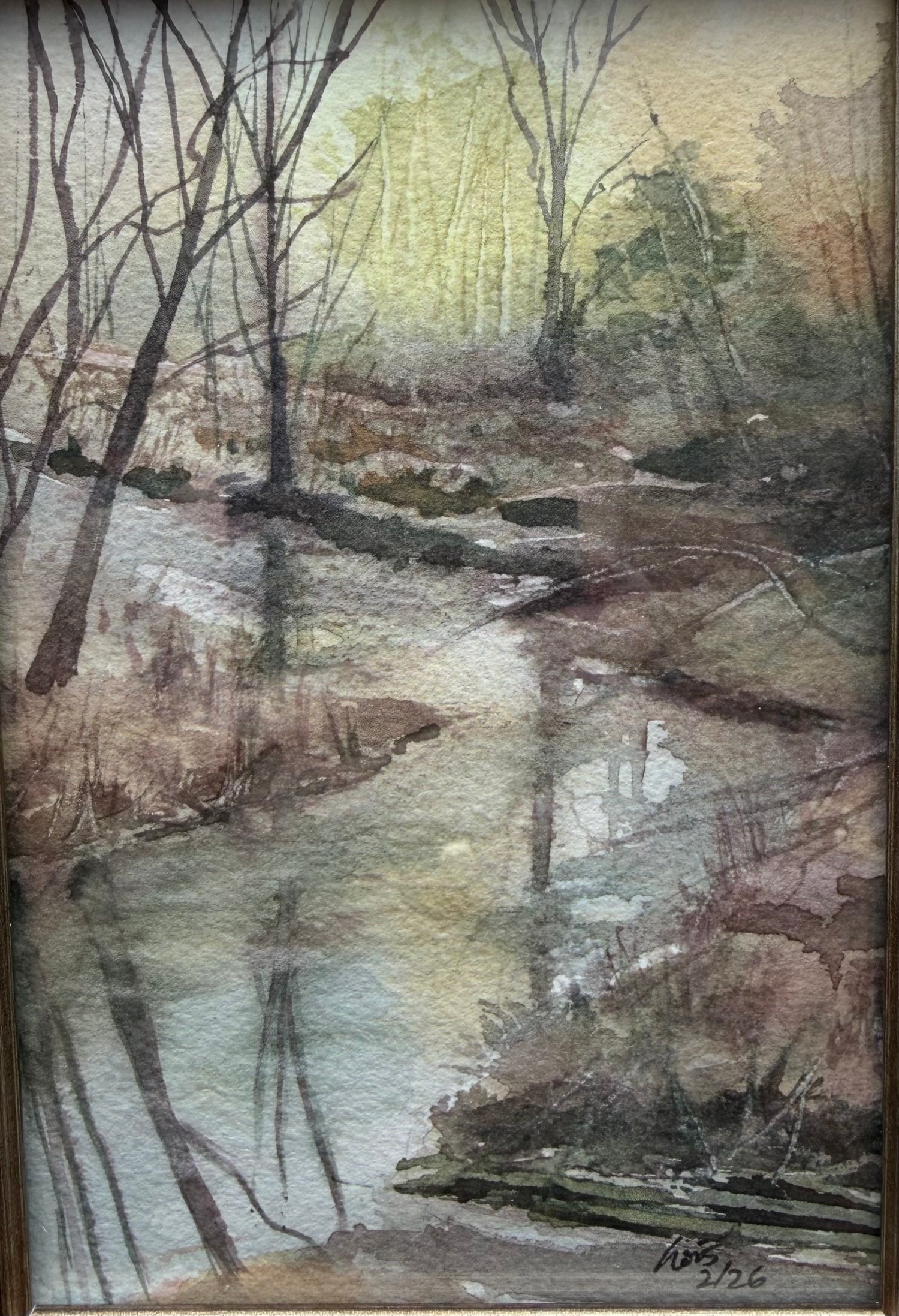 Handmade Watercolor Painting of Evitts Creek
