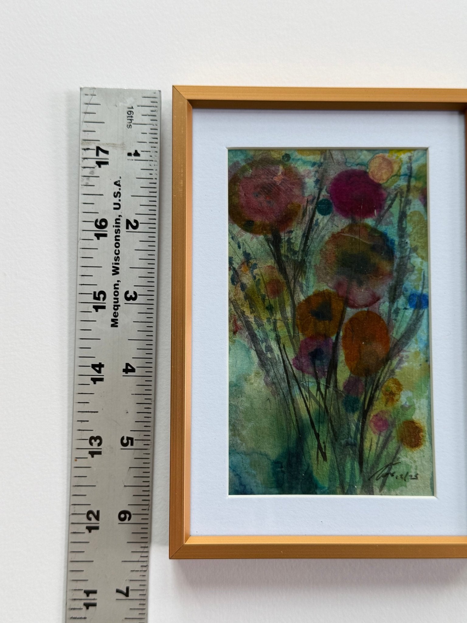 Abstract Floral 1 4x6 Mixed media painting - Evitts Creek Arts