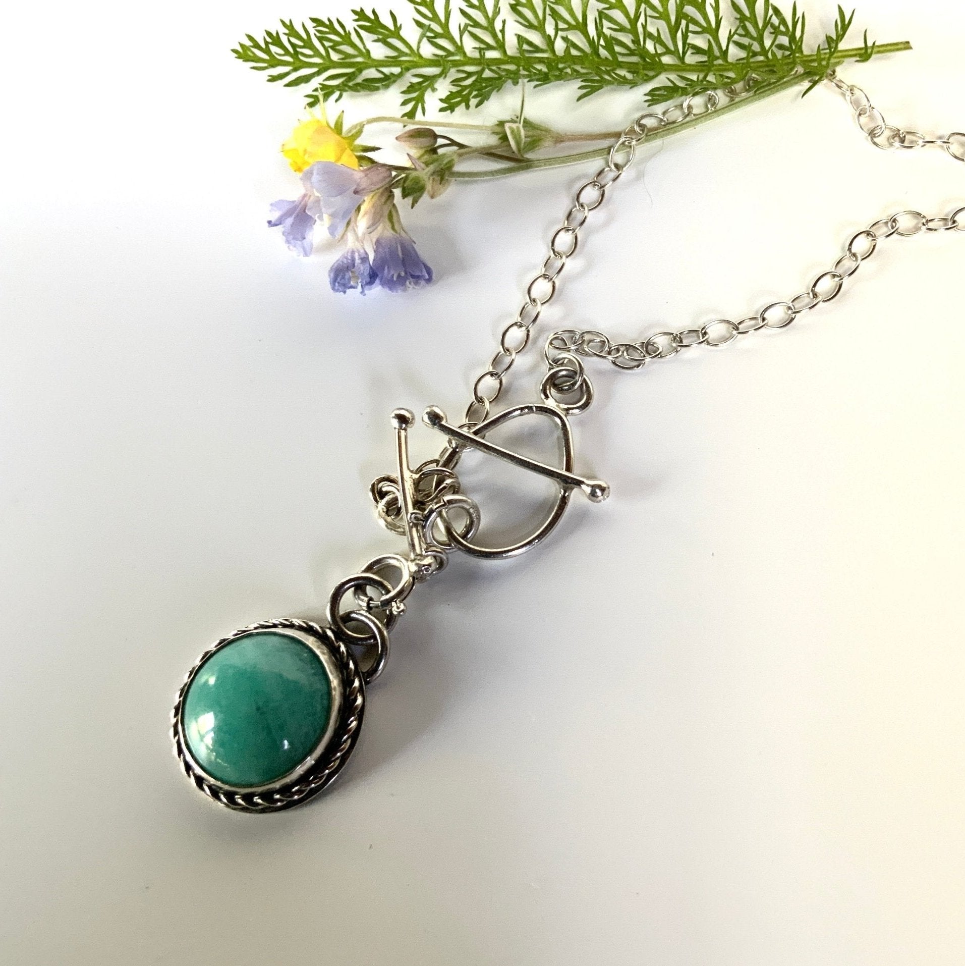 Amazonite Pendant Sterling Silver Charm - Evitts Creek Arts