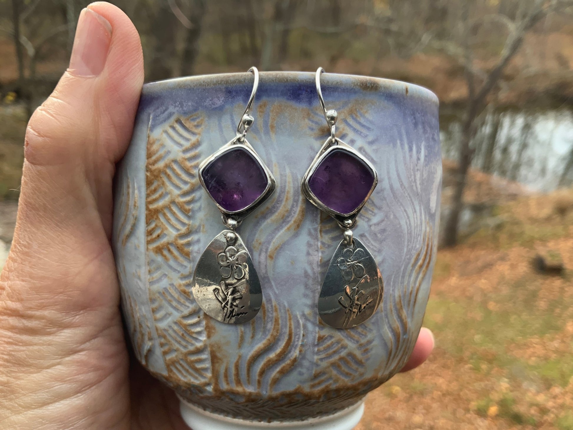 Amethyst Sterling Earrings - Evitts Creek Arts