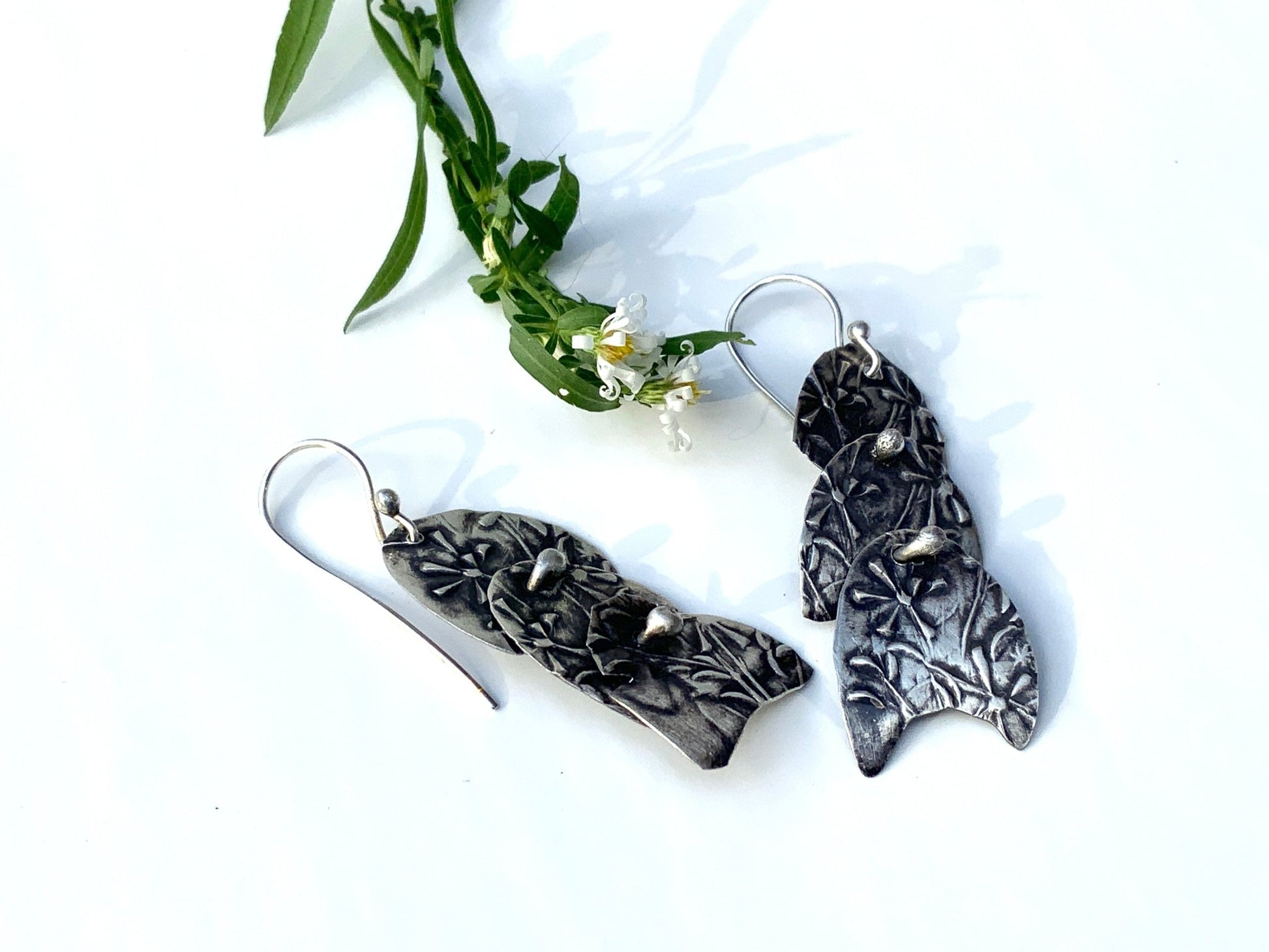 Aster Wildflower Silver Earrings - Evitts Creek Arts