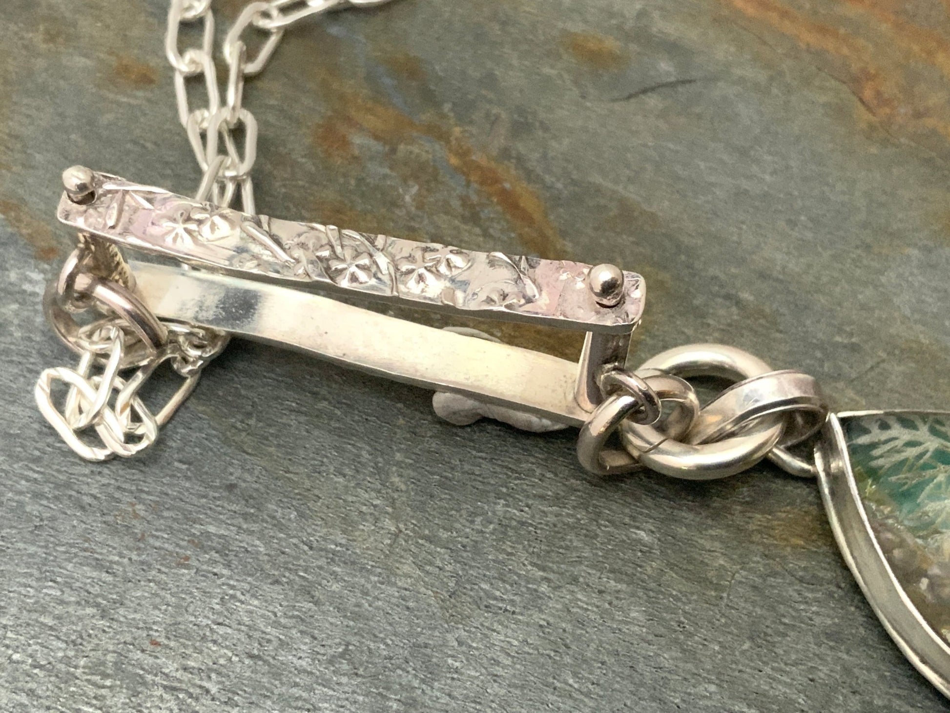 Blue Summer Sterling Silver Pendant and 18” Chain - Evitts Creek Arts