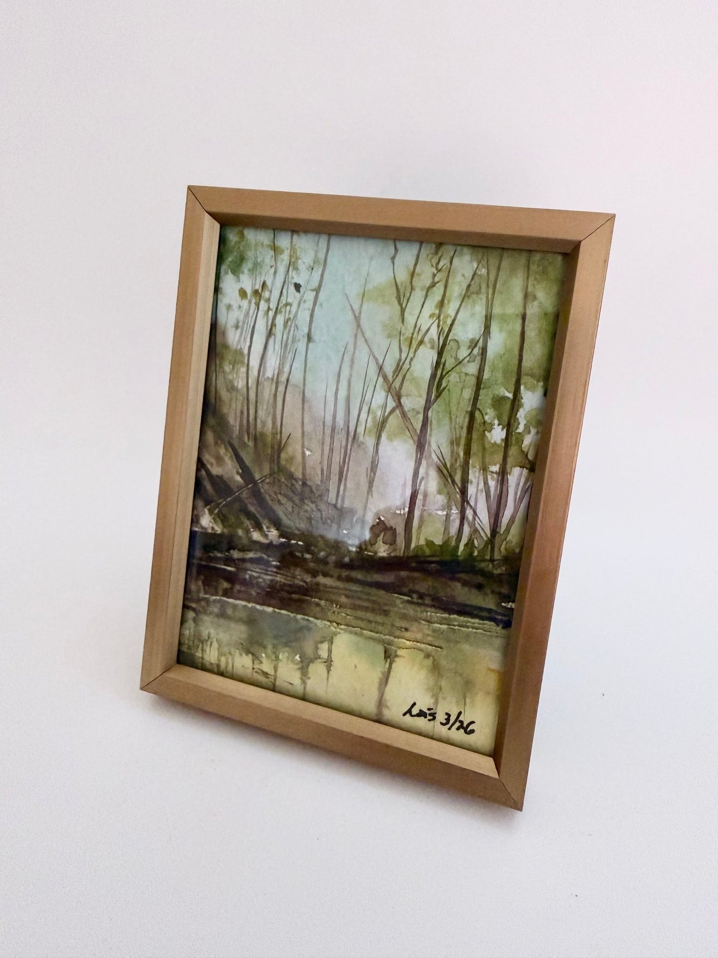 Elk Lick Creek Painting Watercolor| Miniature Landscape Painting - Framed 3x4 - Evitts Creek Arts