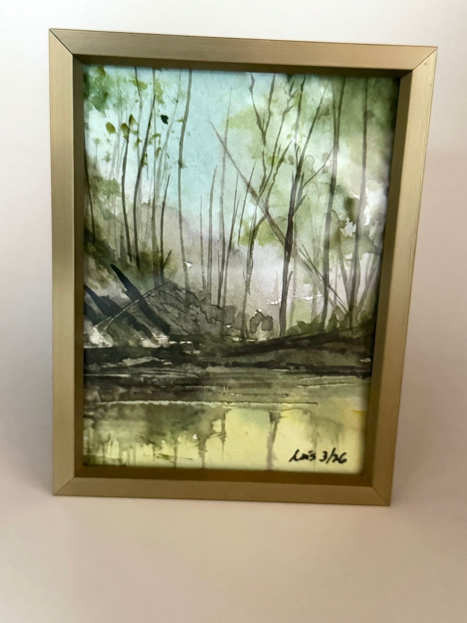 Elk Lick Creek Painting Watercolor| Miniature Landscape Painting - Framed 3x4 - Evitts Creek Arts