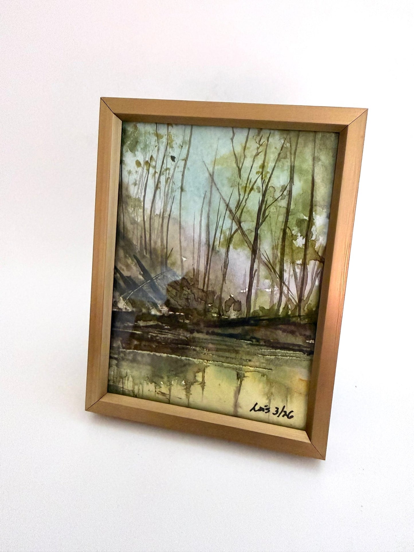 Elk Lick Creek Painting Watercolor| Miniature Landscape Painting - Framed 3x4 - Evitts Creek Arts