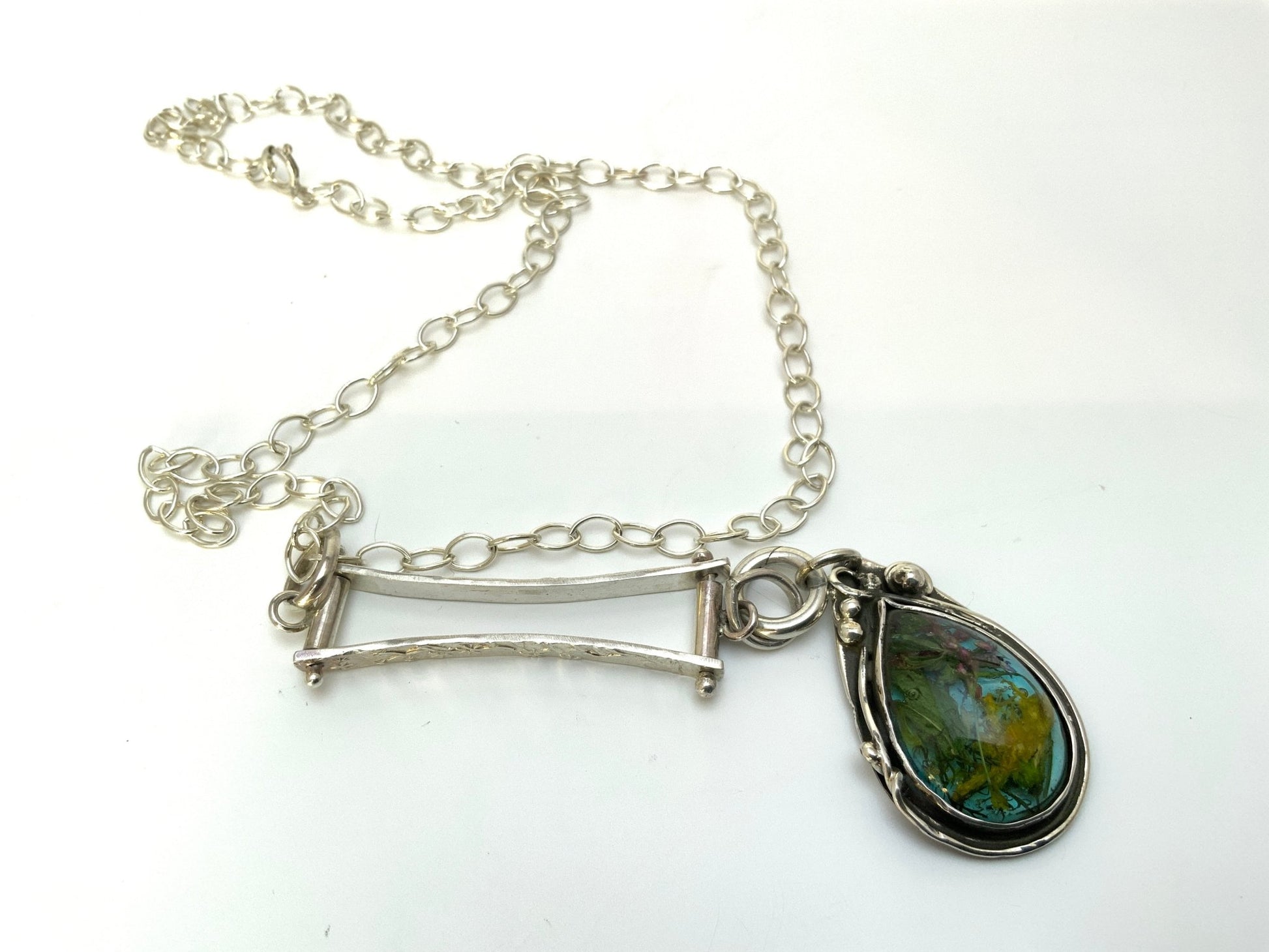 Gathered Sterling Silver Pendant and 18” Chain - Evitts Creek Arts